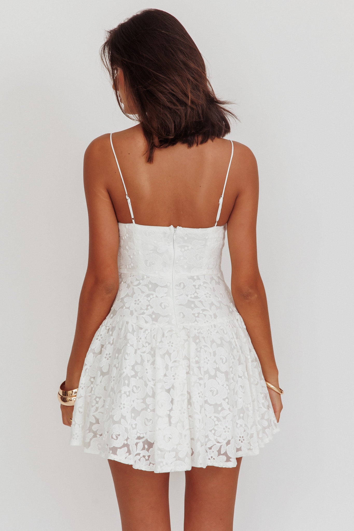 Lake Como Lace Mini Dress White by Selfie Leslie Australia