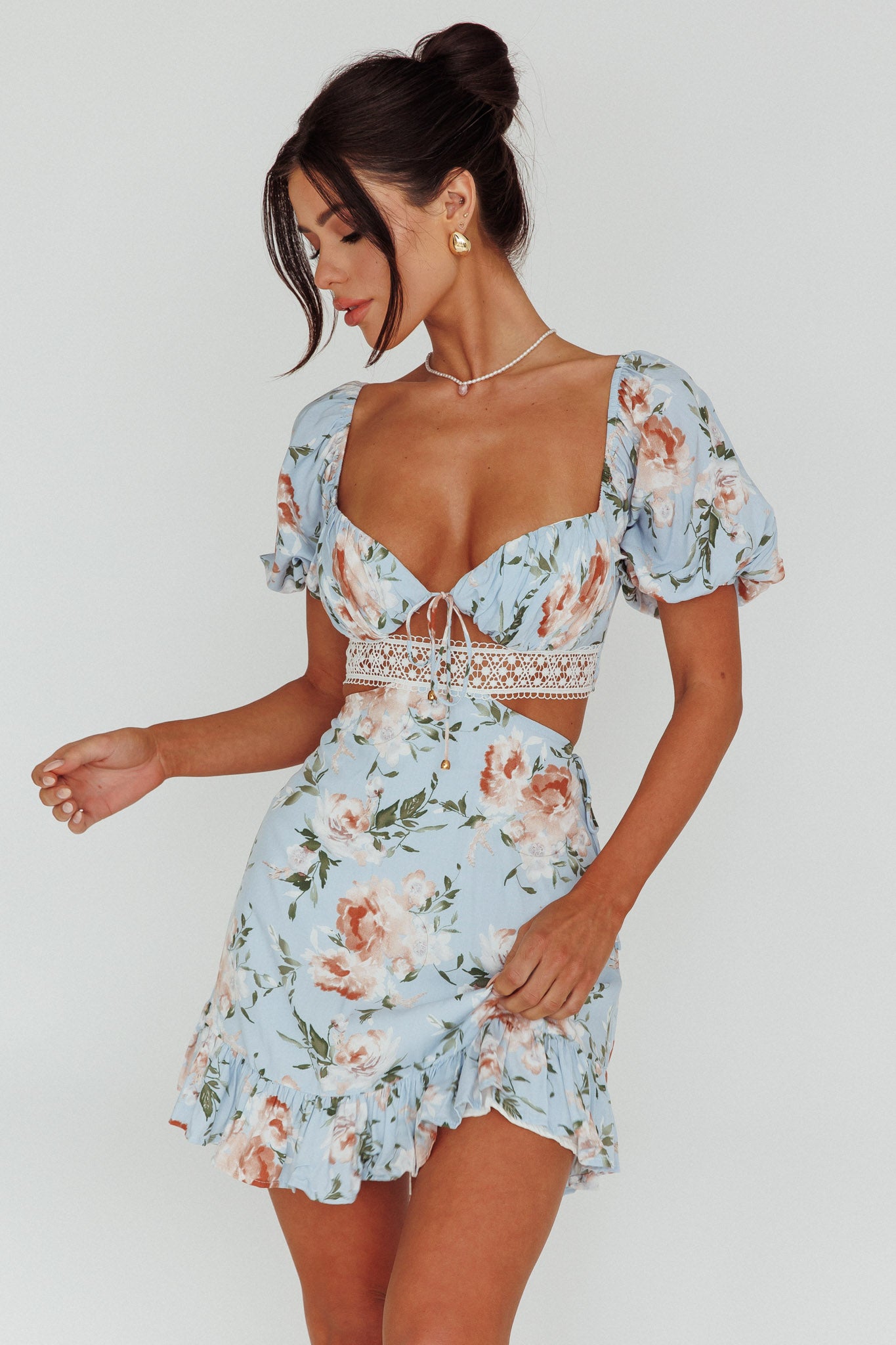 Sweet Romance Cut-Out Mini Dress Blue by Selfie Leslie Australia