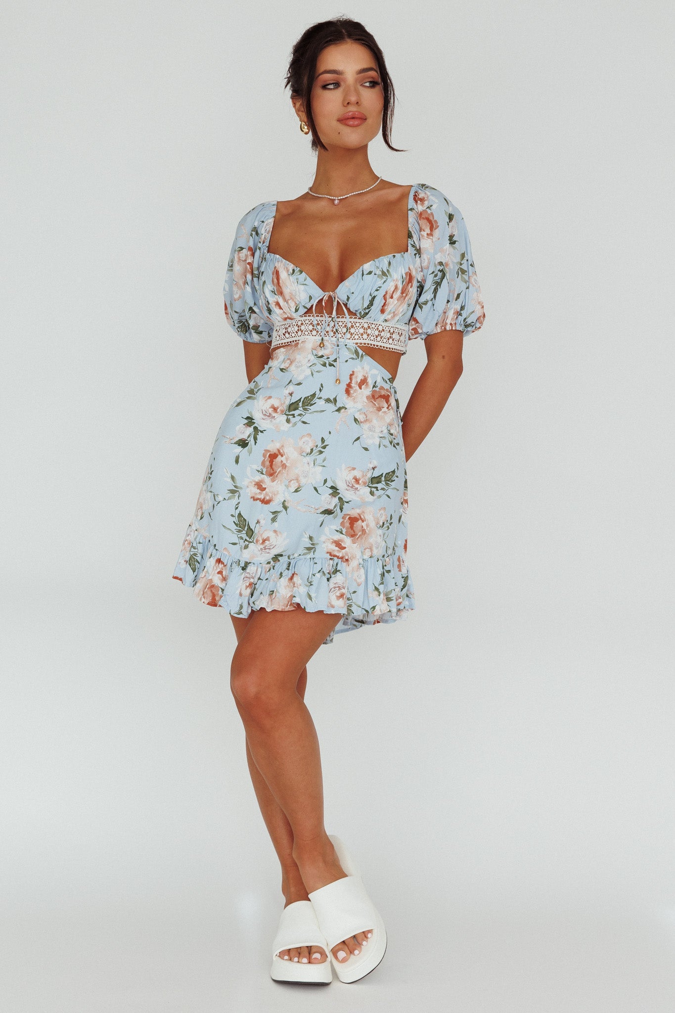 Sweet Romance Cut-Out Mini Dress Blue by Selfie Leslie Australia