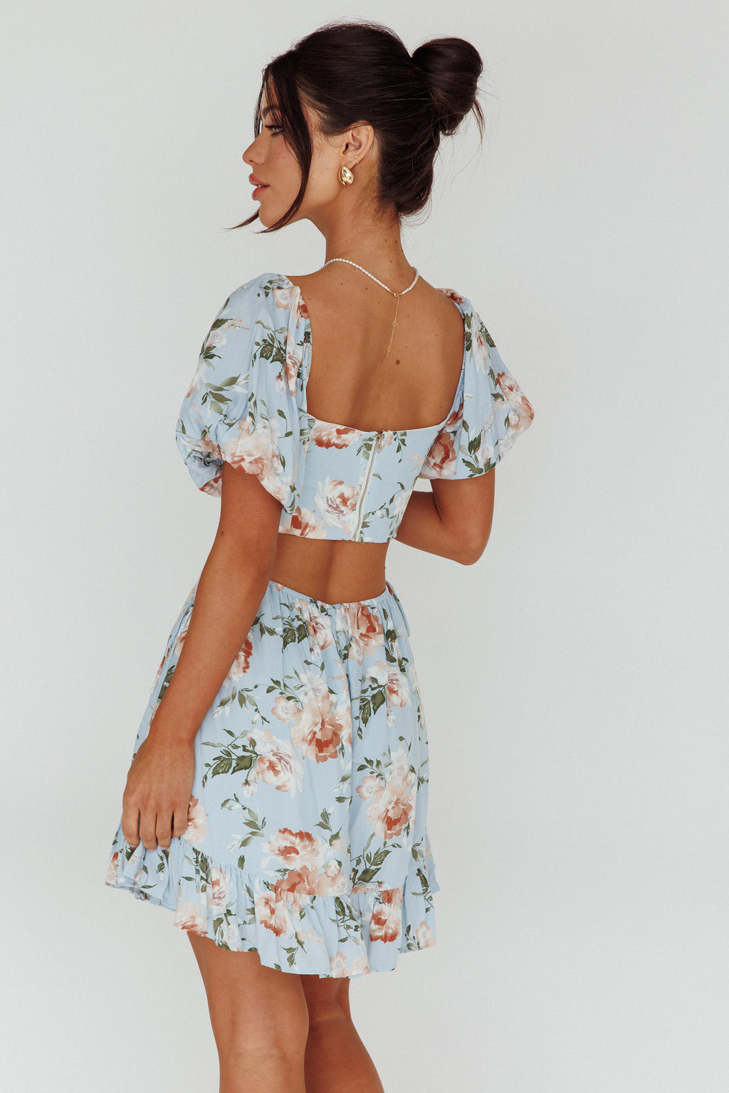 Sweet Romance Cut-Out Mini Dress Blue by Selfie Leslie Australia