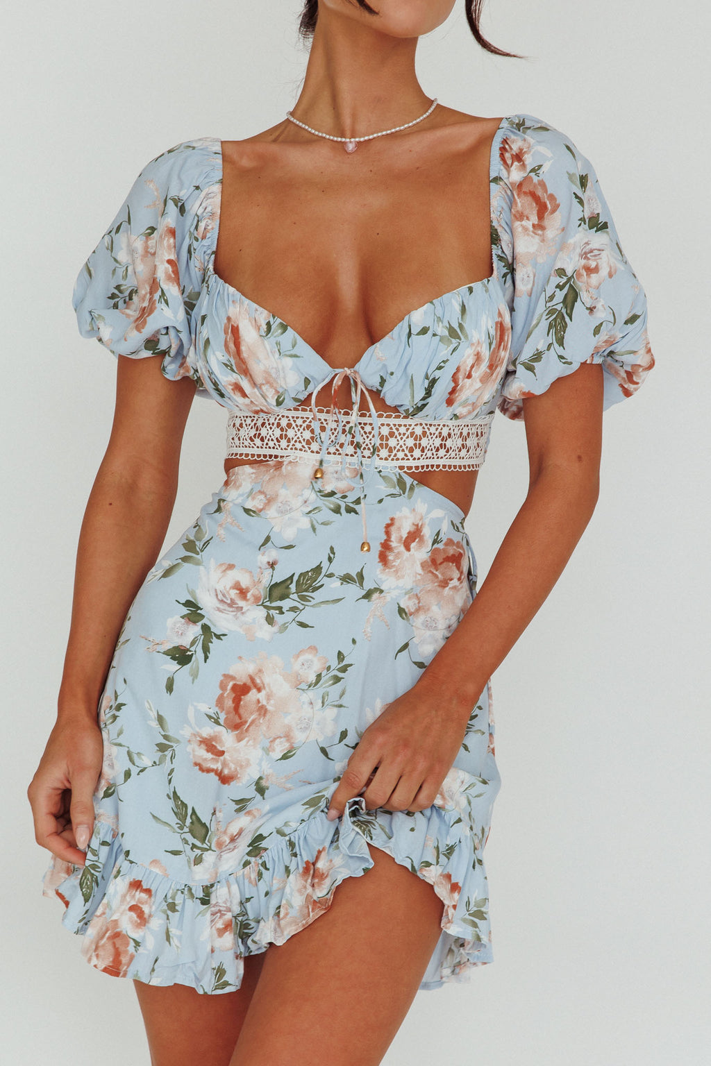 Sweet Romance Cut-Out Mini Dress Blue by Selfie Leslie Australia