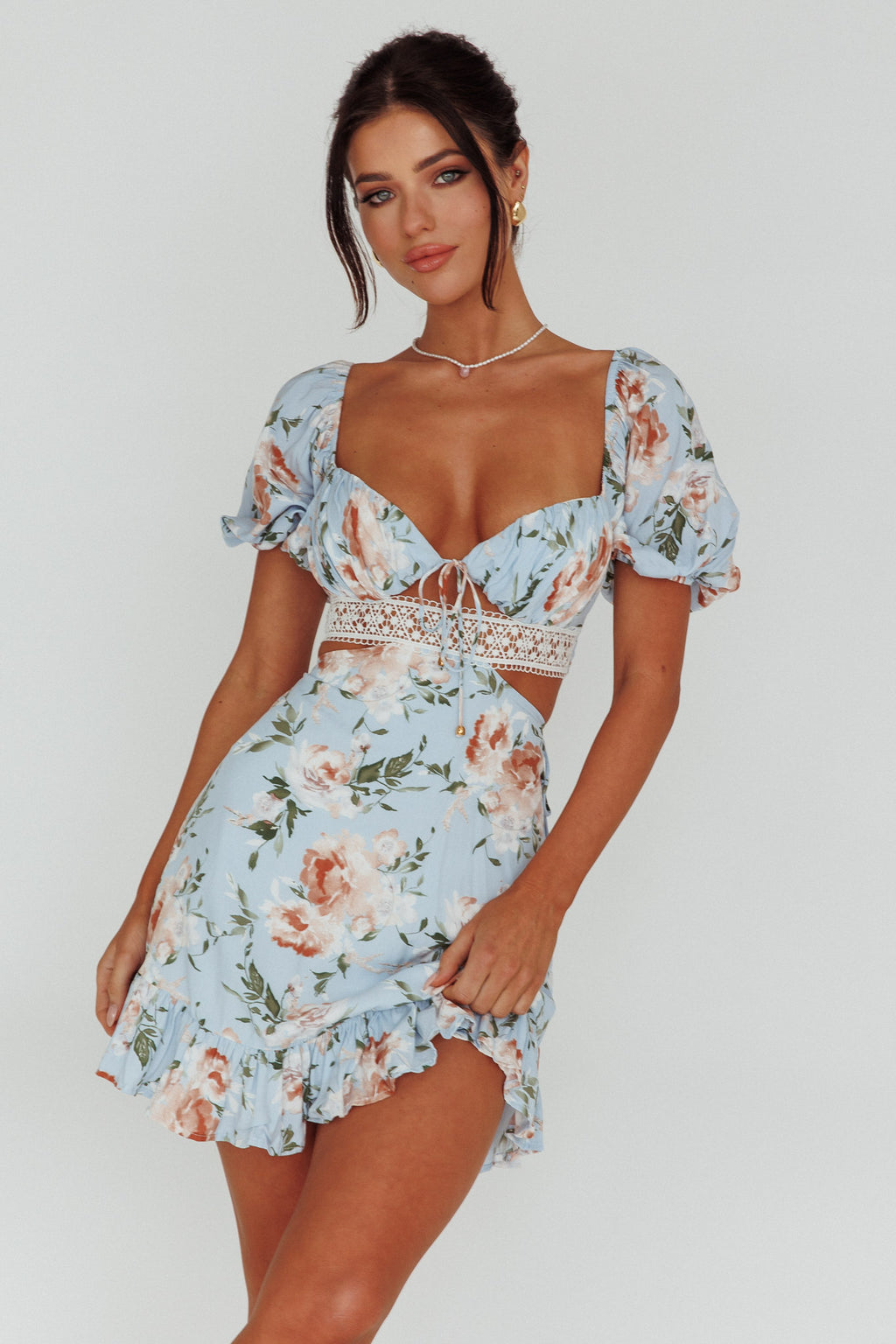Sweet Romance Cut-Out Mini Dress Blue by Selfie Leslie Australia