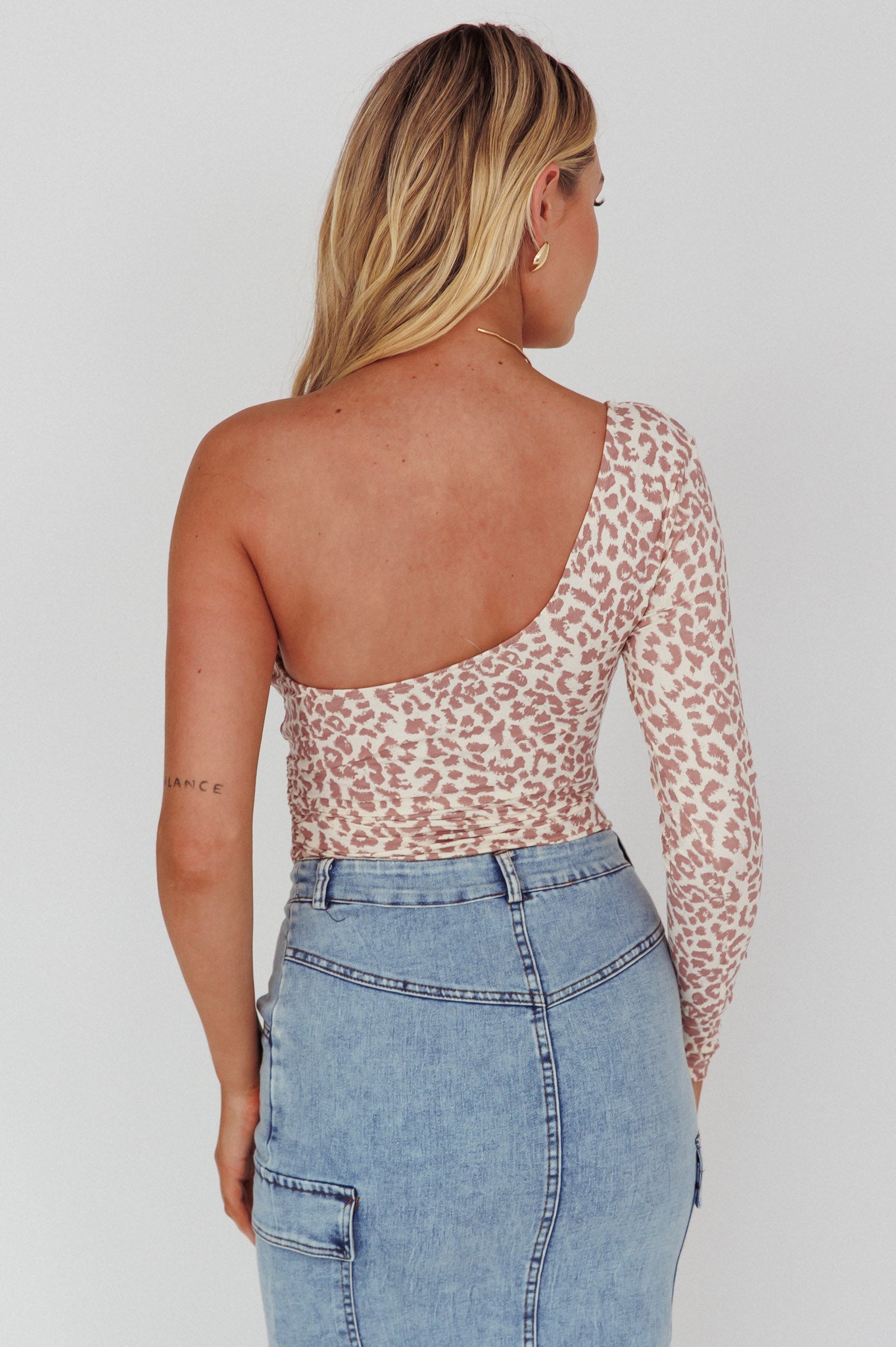 Fifi One Sleeve Bodysuit Leopard Rose by Selfie Leslie Australia