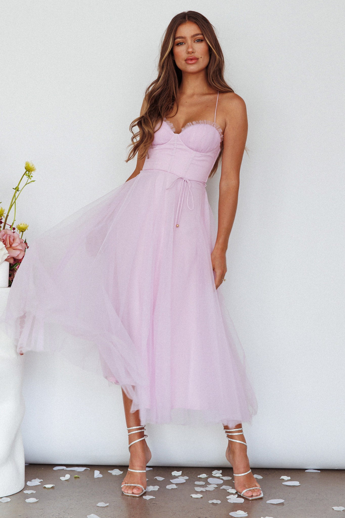 Smitten Sweetheart Neckline Chiffon Midi Dress Orchid by Selfie Leslie Australia