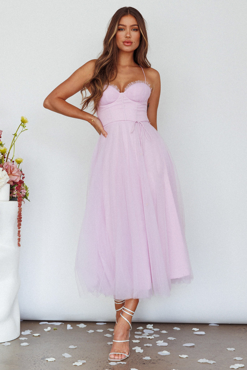 Smitten Sweetheart Neckline Chiffon Midi Dress Orchid by Selfie Leslie Australia