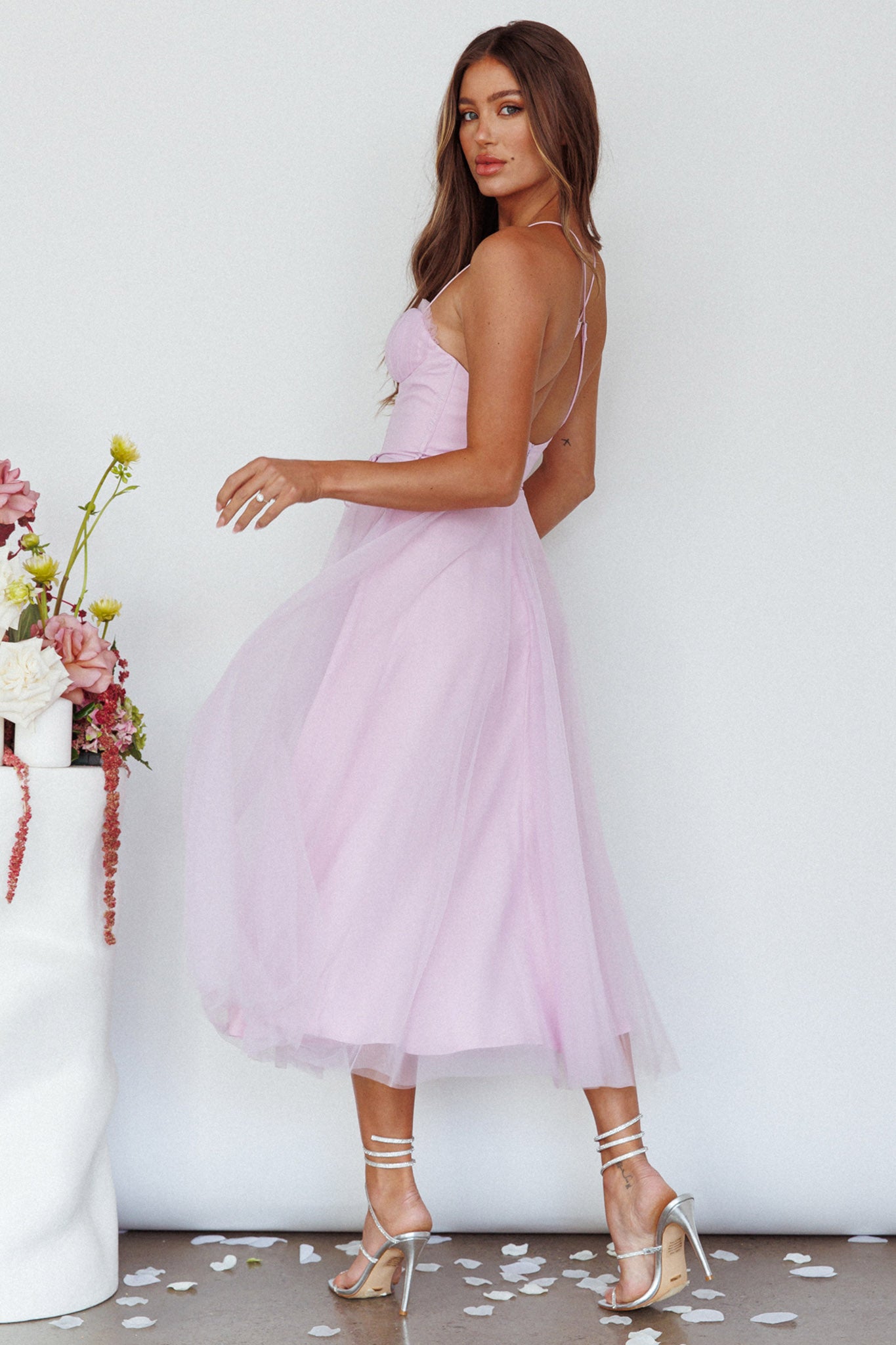 Smitten Sweetheart Neckline Chiffon Midi Dress Orchid by Selfie Leslie Australia