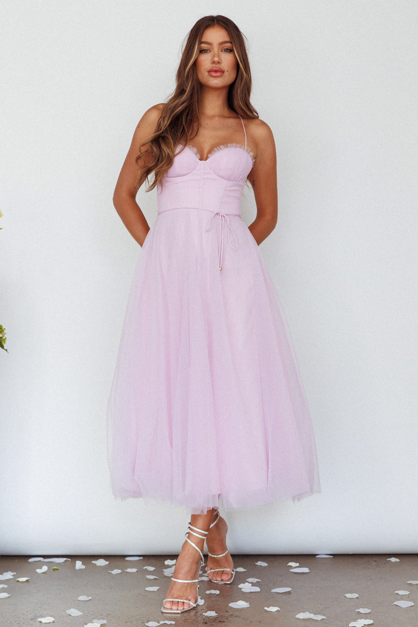 Smitten Sweetheart Neckline Chiffon Midi Dress Orchid by Selfie Leslie Australia