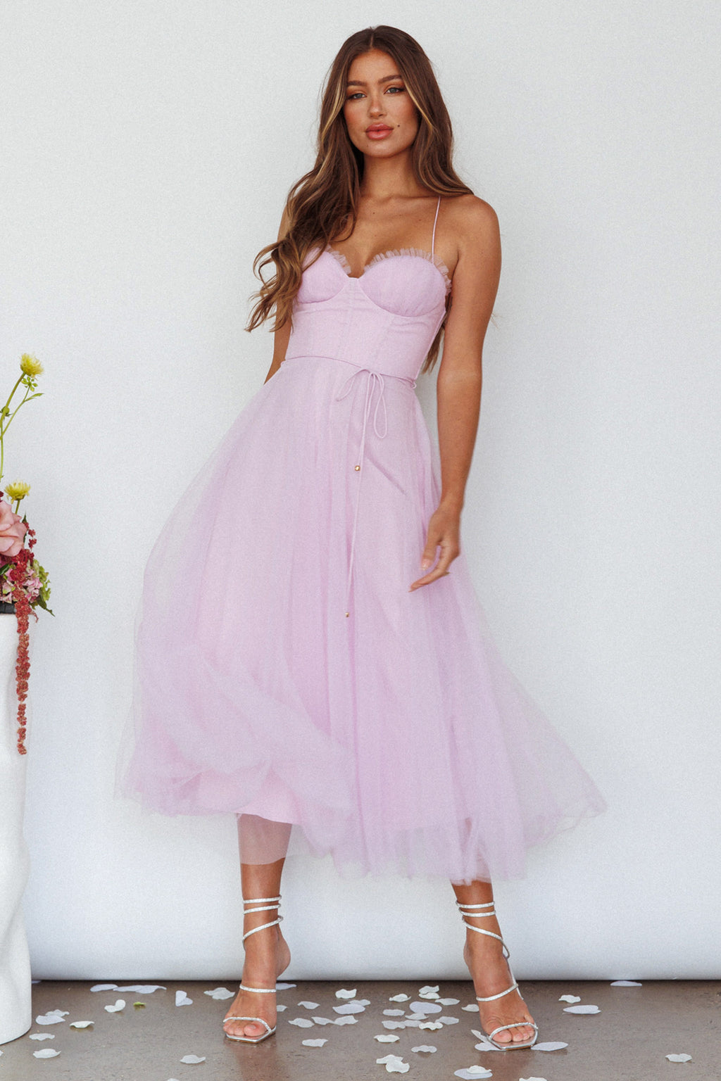 Smitten Sweetheart Neckline Chiffon Midi Dress Orchid by Selfie Leslie Australia