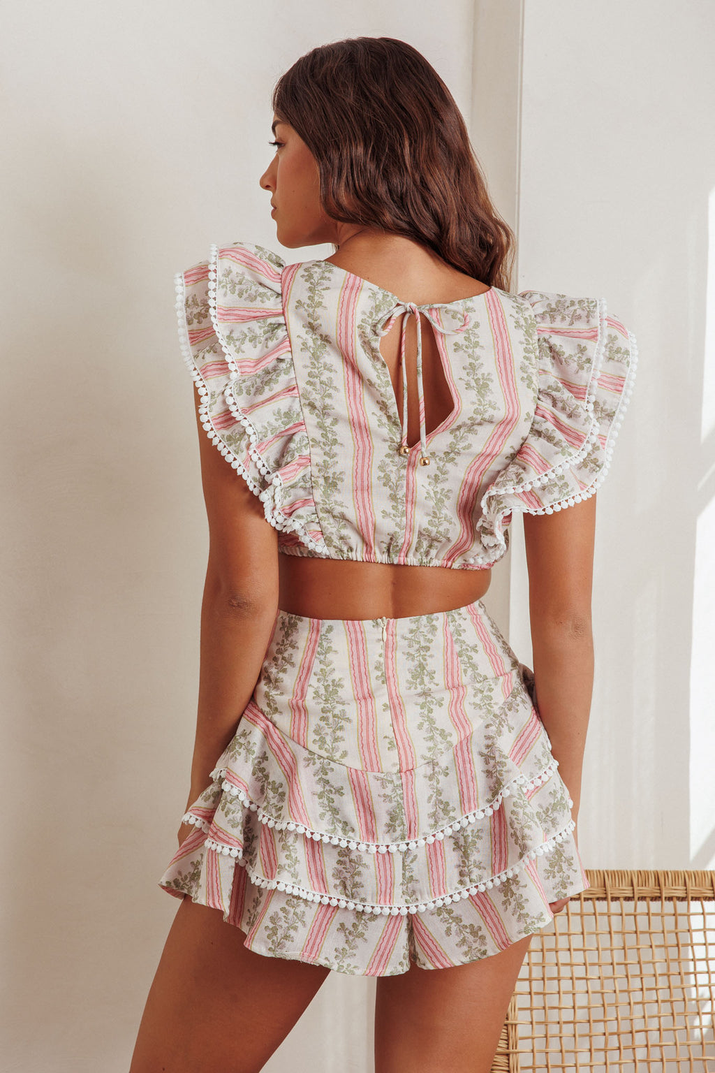 Wild And Free Tiered Ruffle Skorts Floral Natural by Selfie Leslie Australia