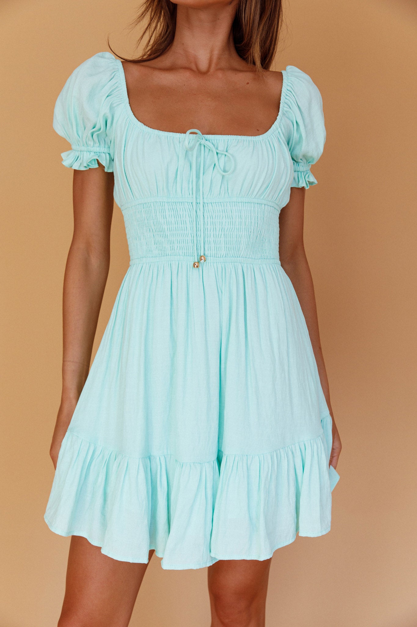 Amilie Shirred Waist Sundress Mint by Selfie Leslie Australia