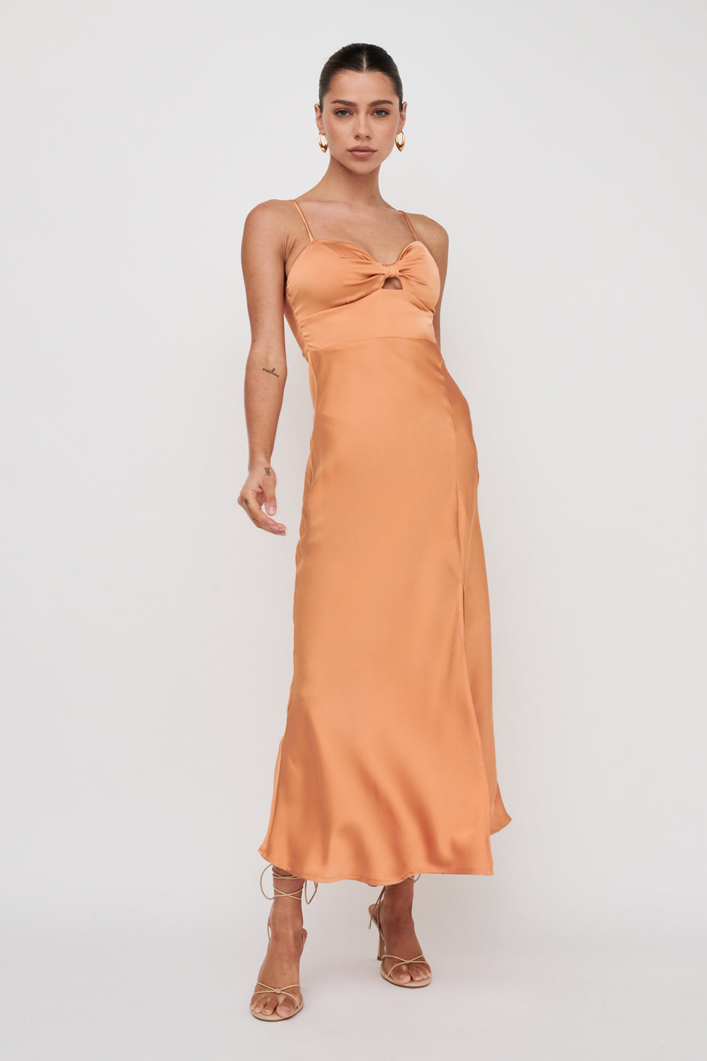 Missoula Cami Strap Padded Bust Midi Dress Orange by Selfie Leslie Australia