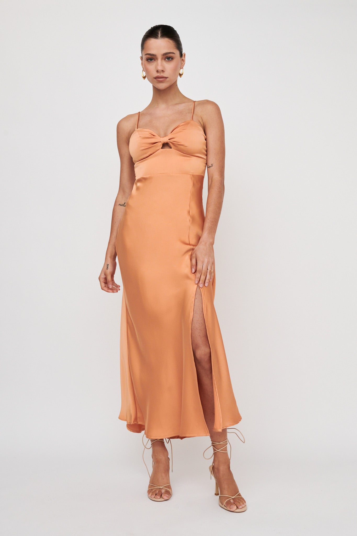 Missoula Cami Strap Padded Bust Midi Dress Orange by Selfie Leslie Australia