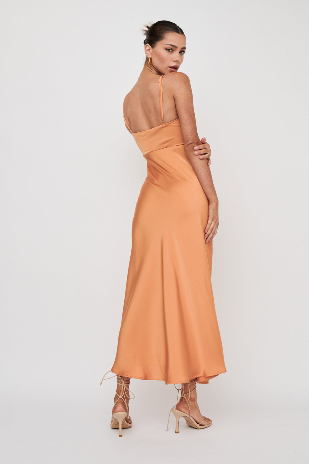Missoula Cami Strap Padded Bust Midi Dress Orange by Selfie Leslie Australia