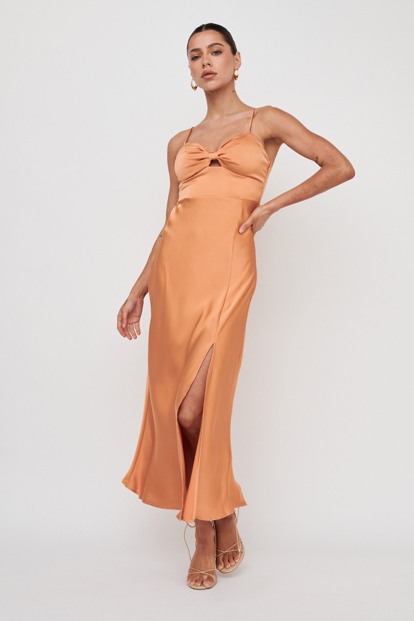 Missoula Cami Strap Padded Bust Midi Dress Orange by Selfie Leslie Australia