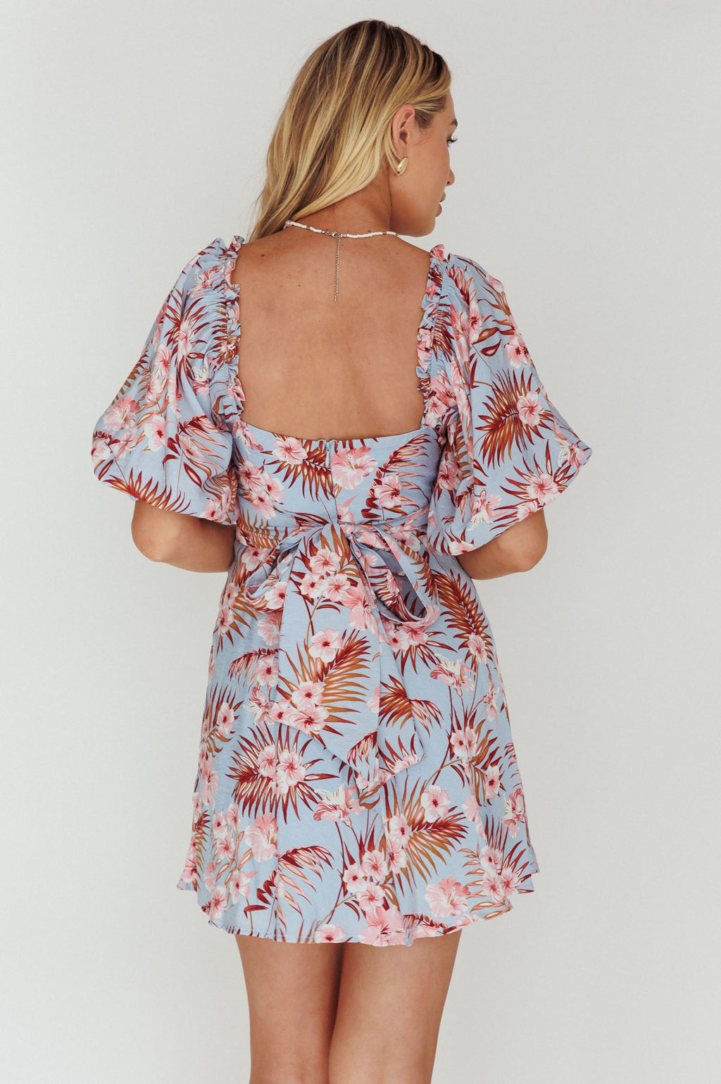 Alpha Cut-Out Bodice Mini Dress Floral Blue by Selfie Leslie Australia