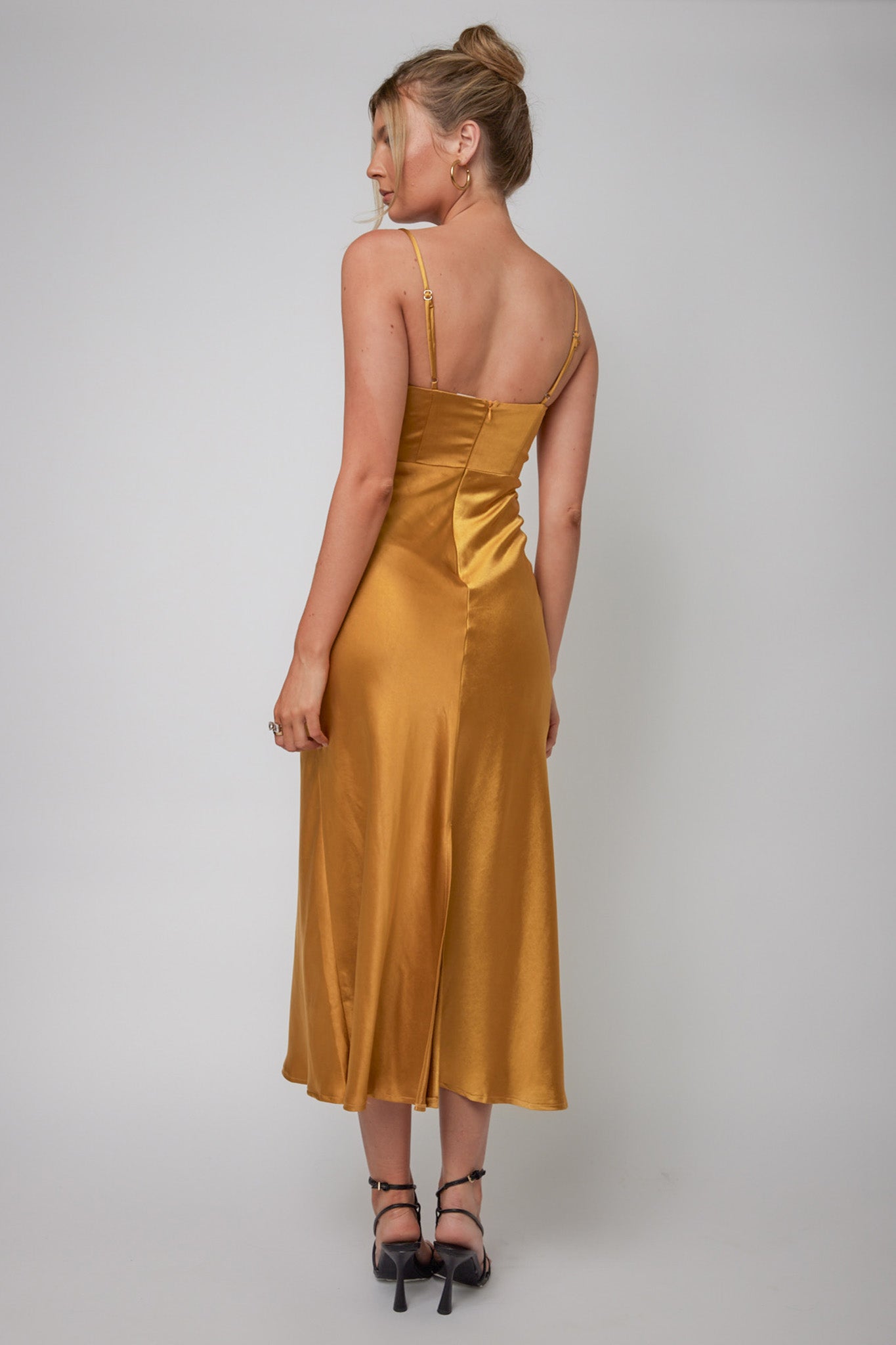 Infinity Pintuck Bust Midi Dress Mustard by Selfie Leslie Australia