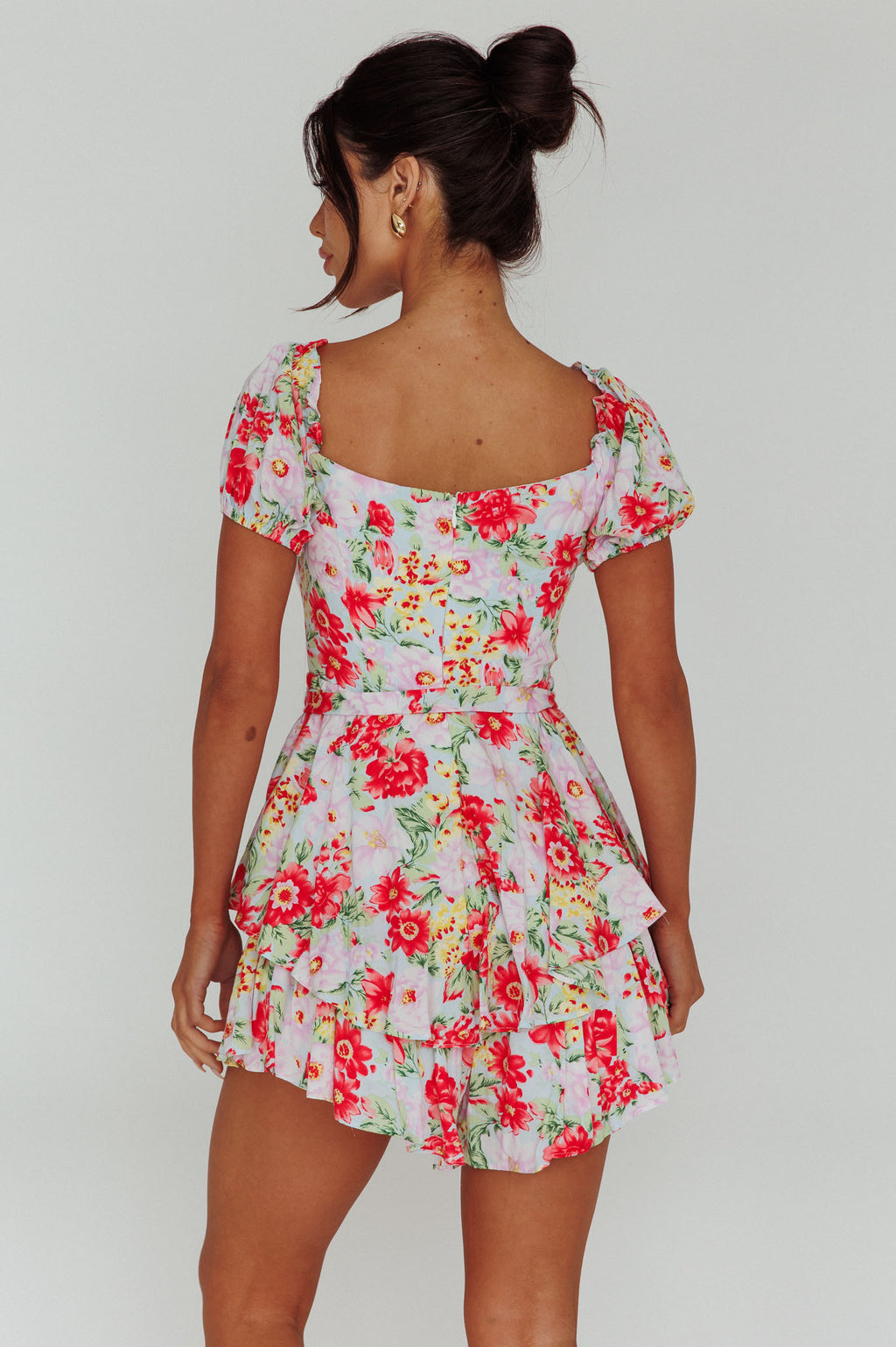 Whimsical Cut-out Bodice Romper Floral Pink by Selfie Leslie Australia