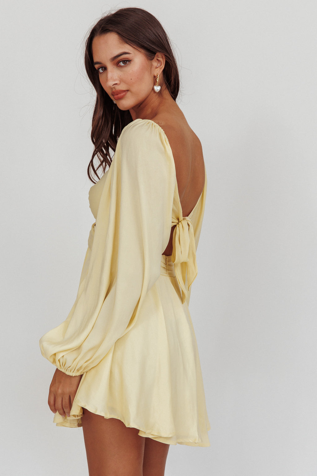 Miraya Balloon Sleeve Twist Mini Dress Butter by Selfie Leslie Australia