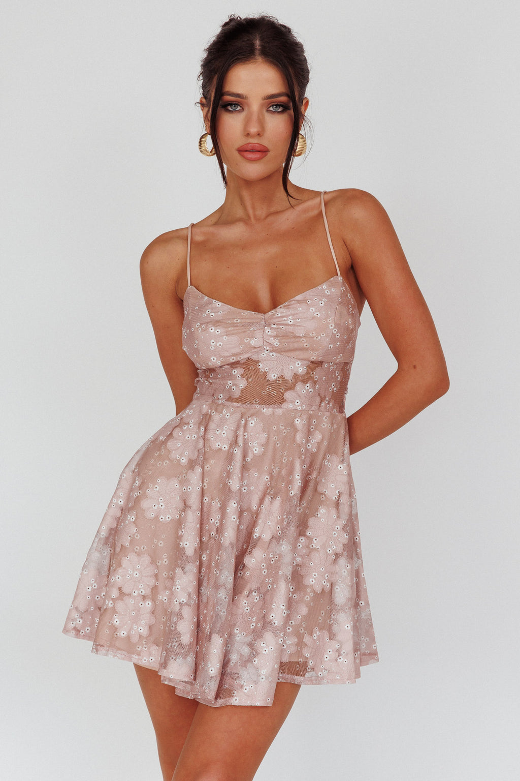 Merida Lace-Up Back Dress Floral Blush by Selfie Leslie Australia