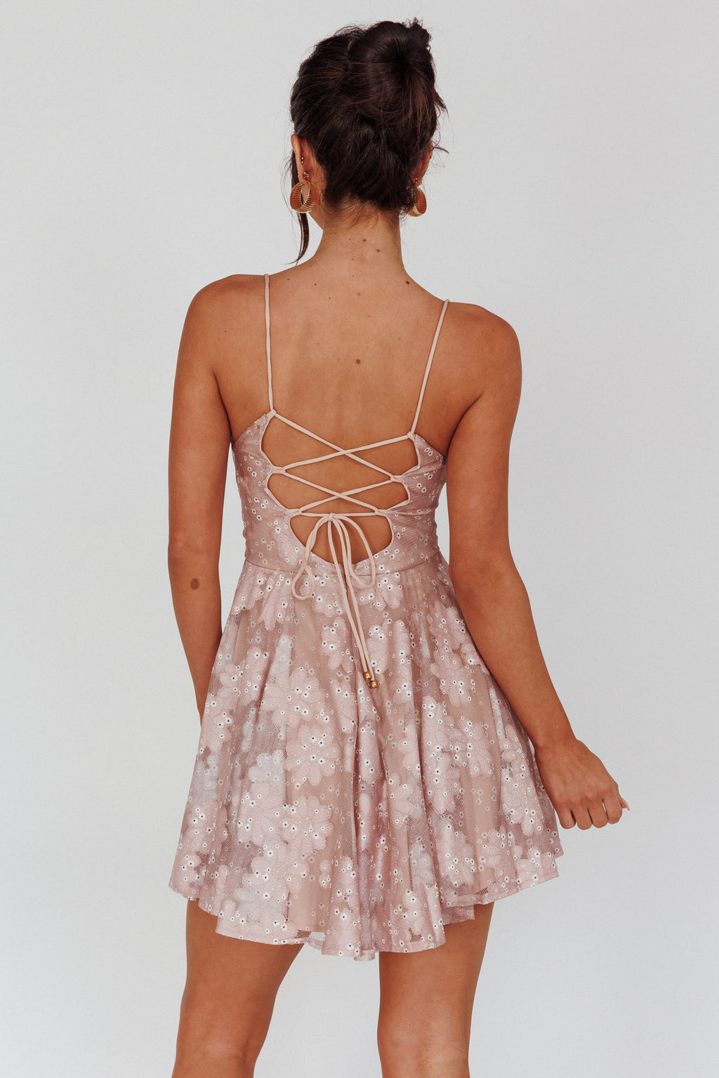 Merida Lace-Up Back Dress Floral Blush by Selfie Leslie Australia