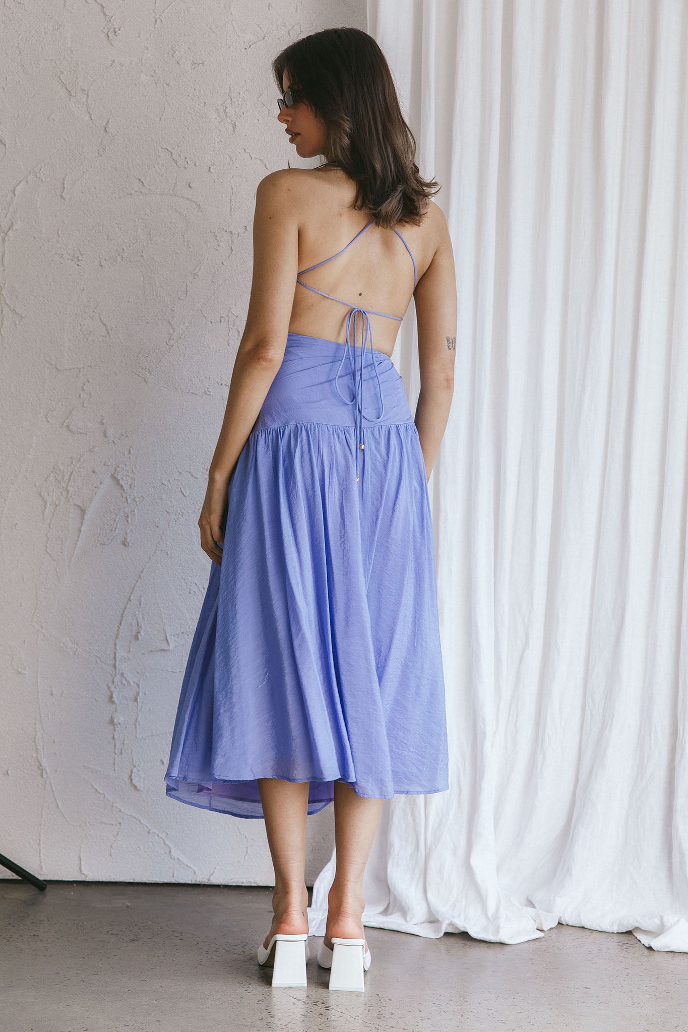 Destination Open Back Midi Dress Purple by Selfie Leslie Australia