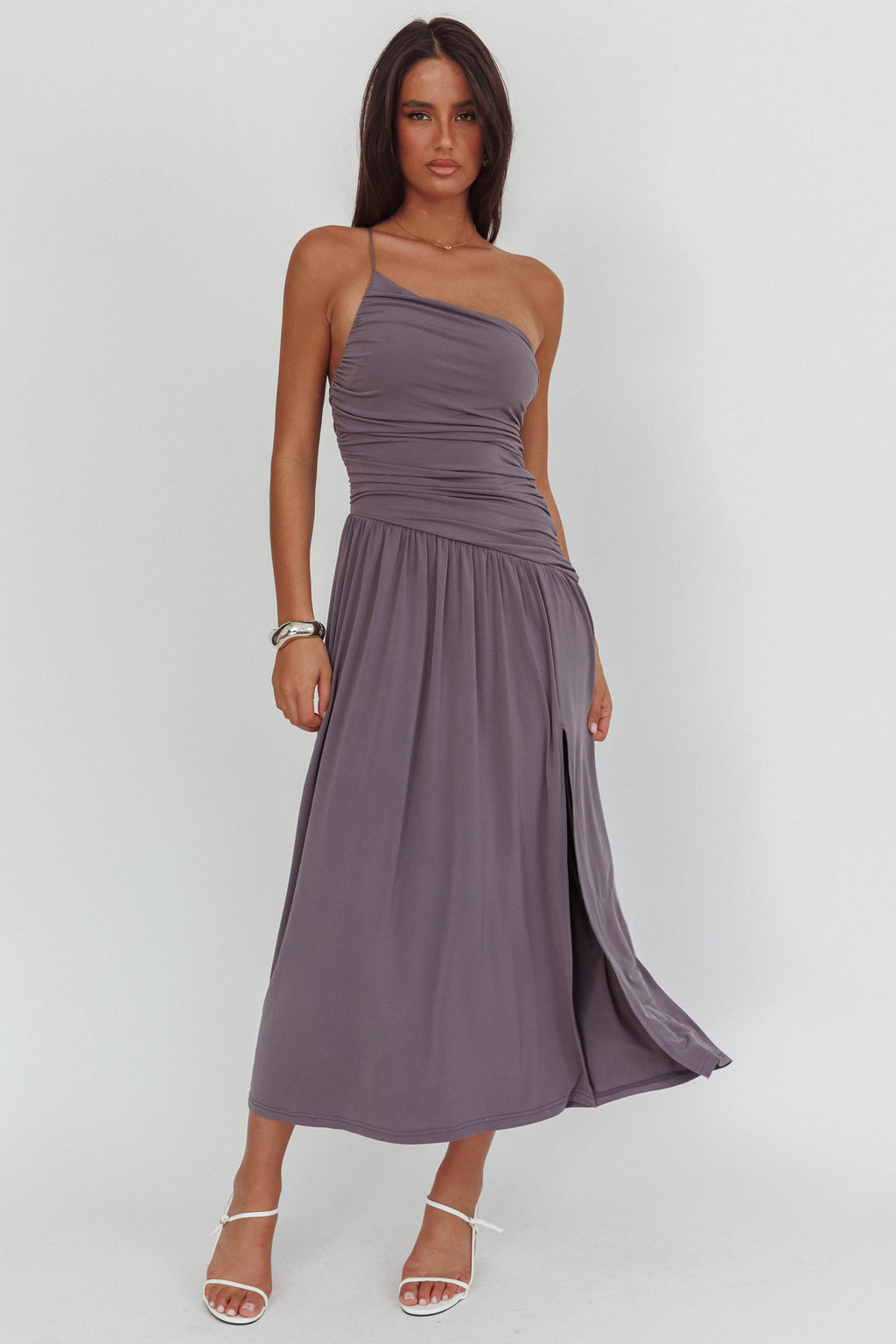 Destination One-Shoulder Maxi Dress Taupe by Selfie Leslie Australia