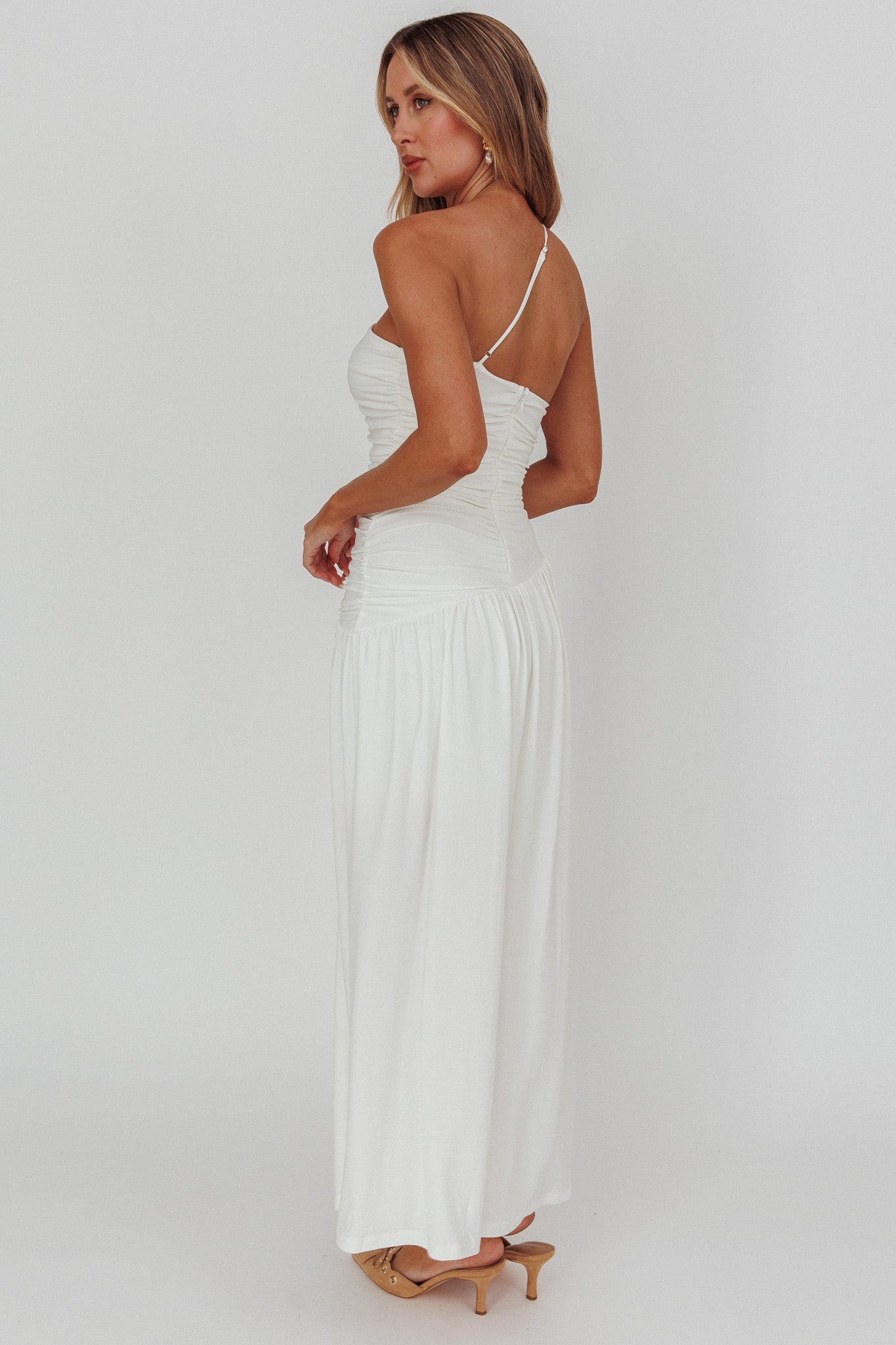 Destination One-Shoulder Maxi Dress White by Selfie Leslie Australia