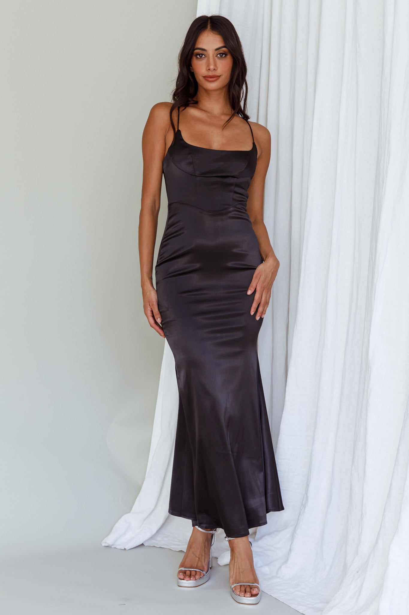 Moon Rising Mermaid Maxi Dress Black by Selfie Leslie Australia