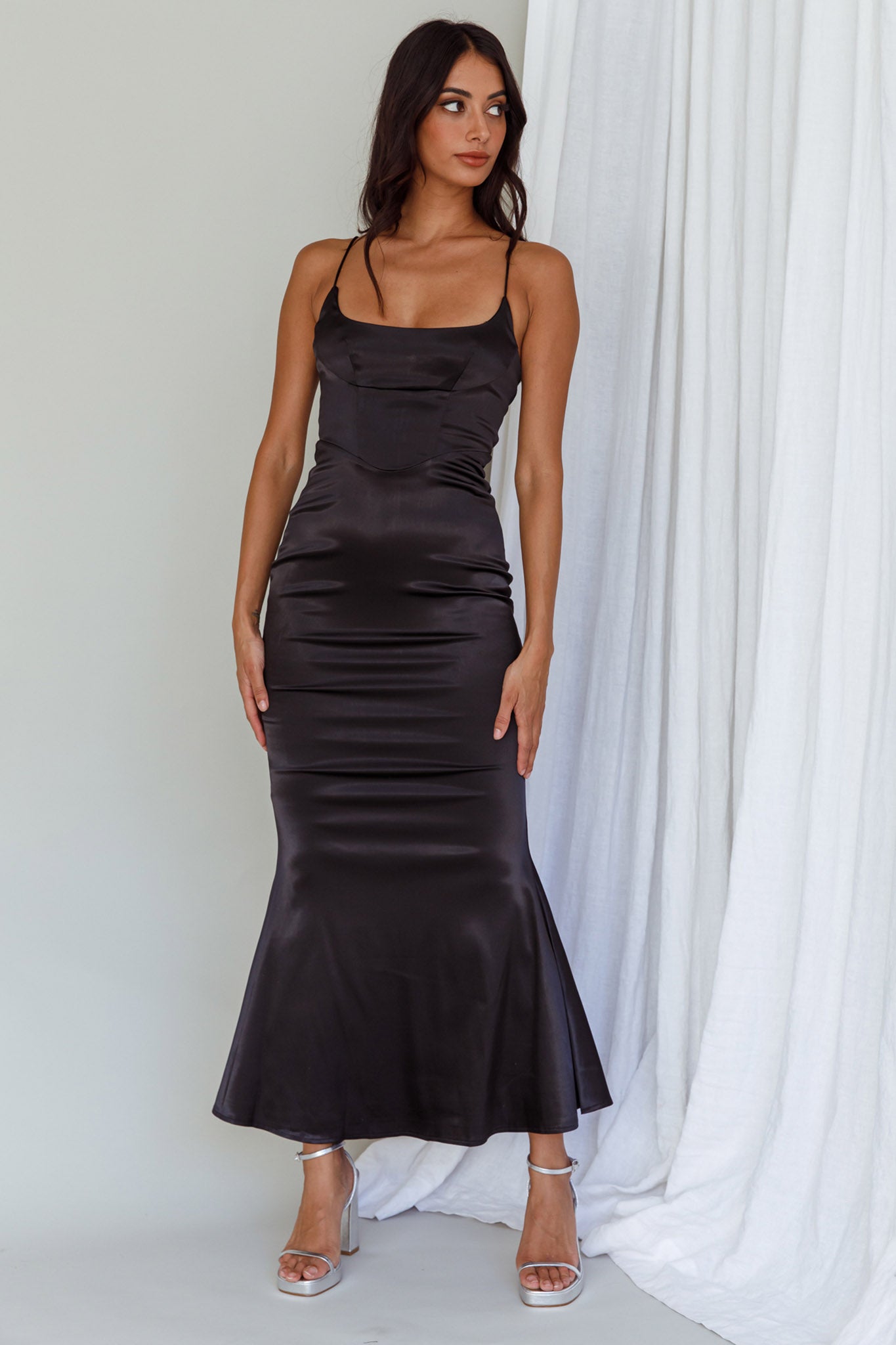 Moon Rising Mermaid Maxi Dress Black by Selfie Leslie Australia