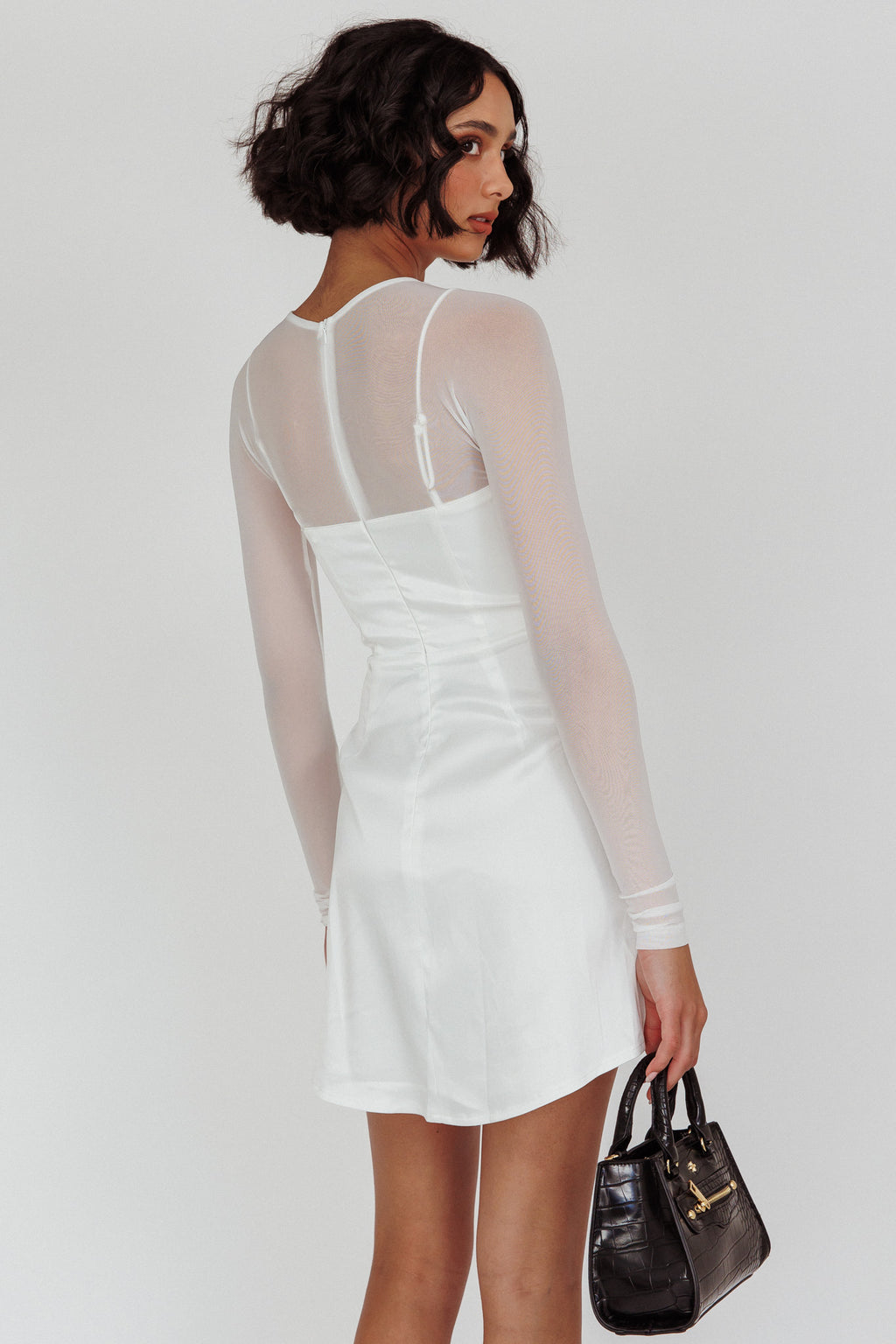 Moon Rising Faux Bolero Mini Dress White by Selfie Leslie Australia