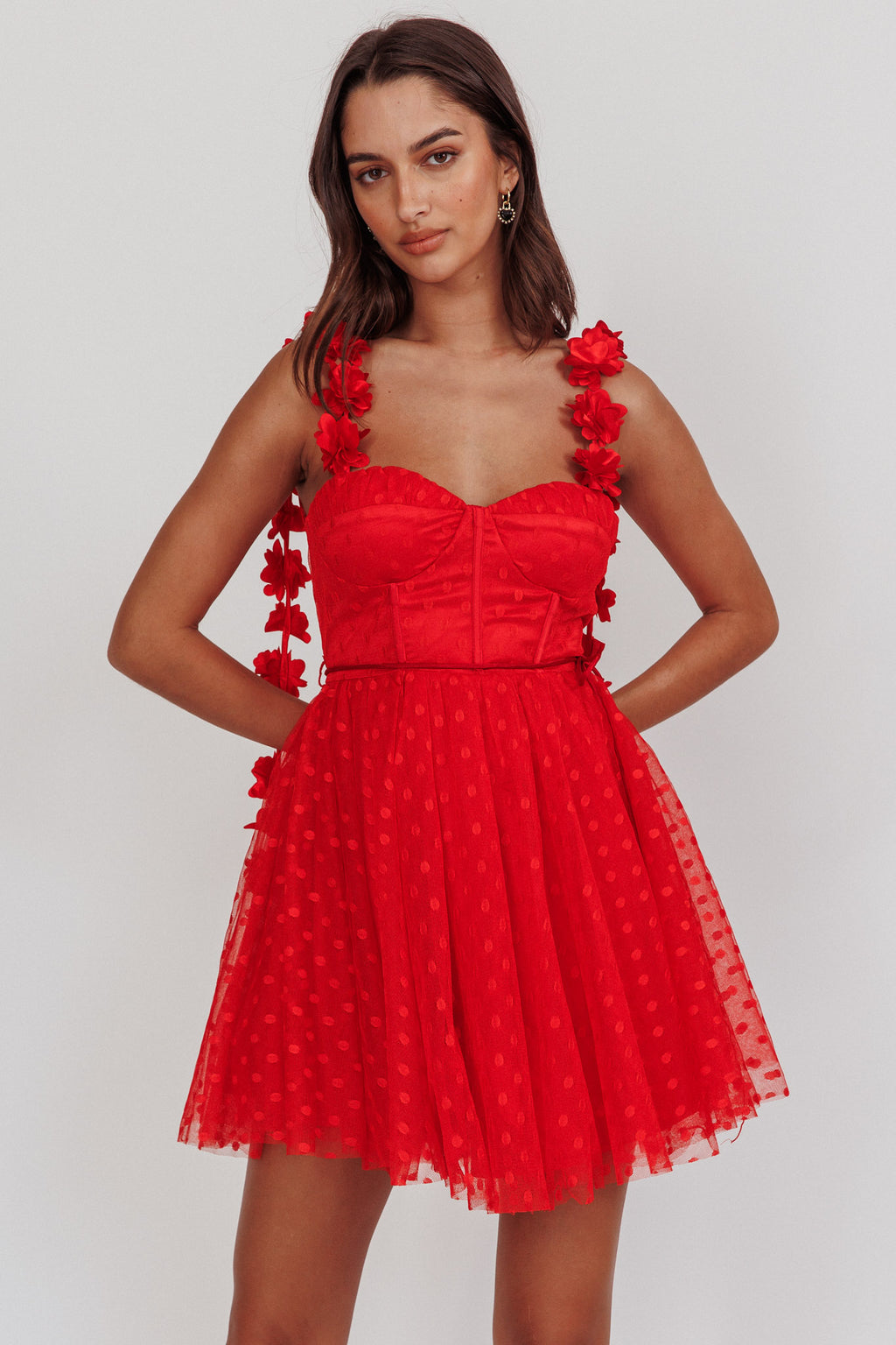 Fairytale Dream Floral Strap Mini Dress Red by Selfie Leslie Australia