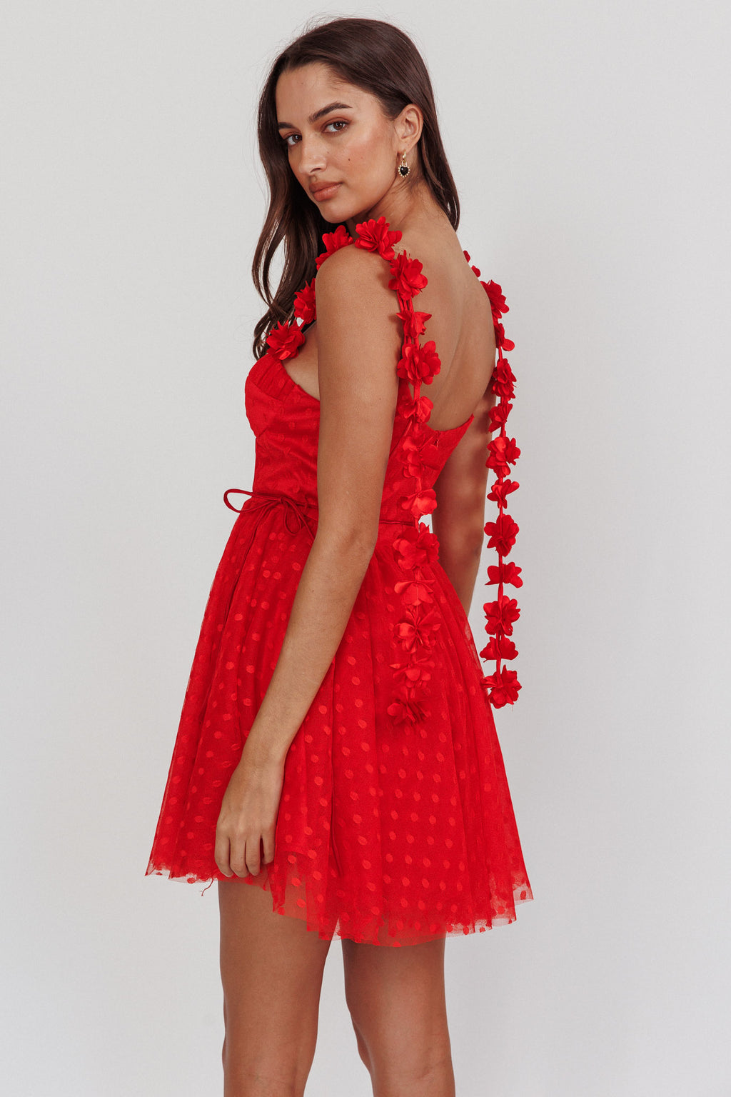 Fairytale Dream Floral Strap Mini Dress Red by Selfie Leslie Australia
