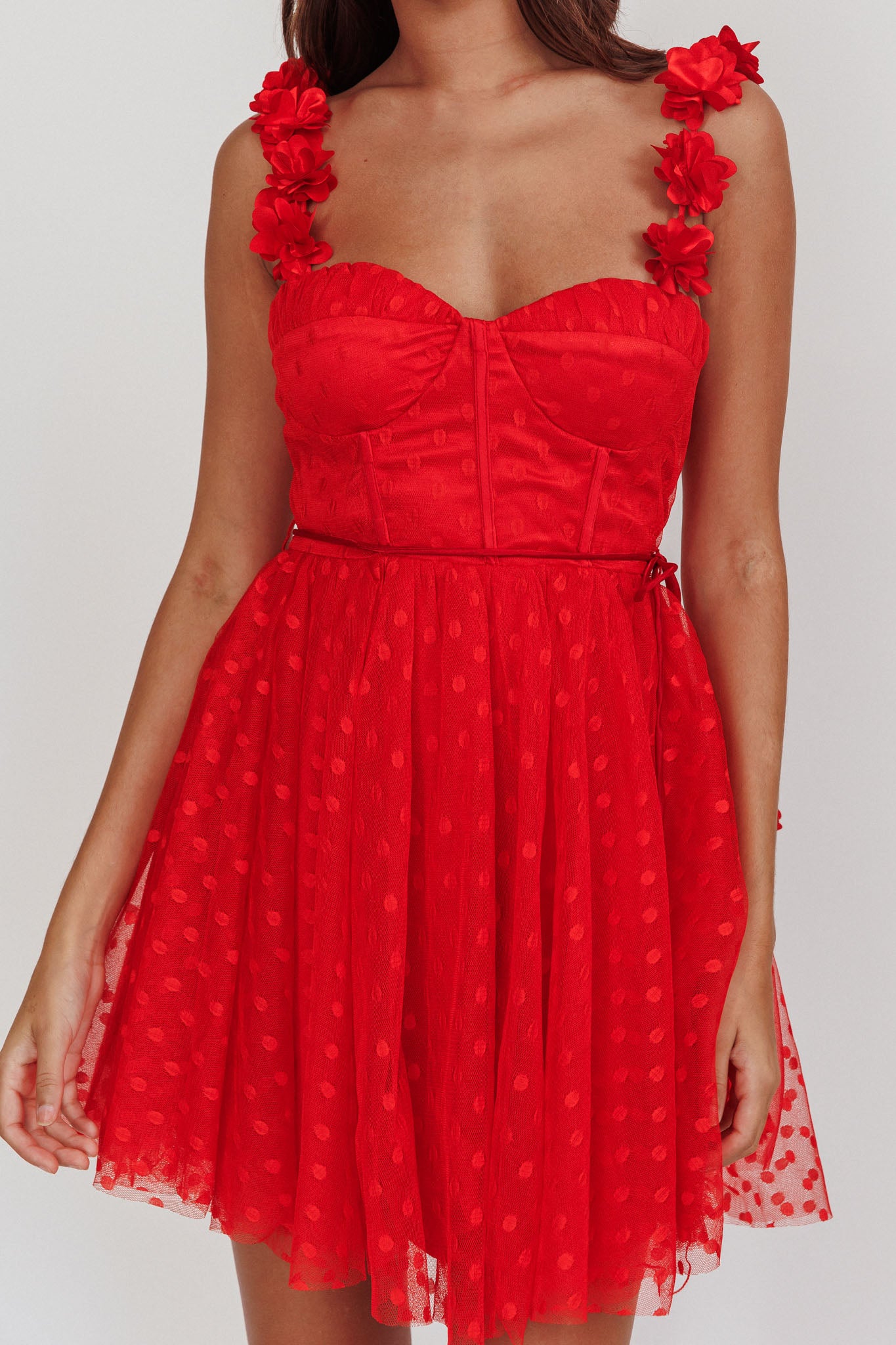 Fairytale Dream Floral Strap Mini Dress Red by Selfie Leslie Australia