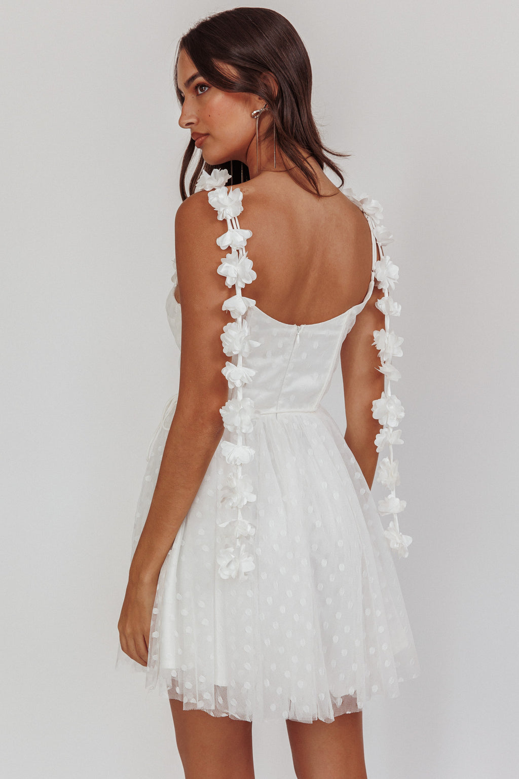 Fairytale Dream Floral Strap Mini Dress White by Selfie Leslie Australia