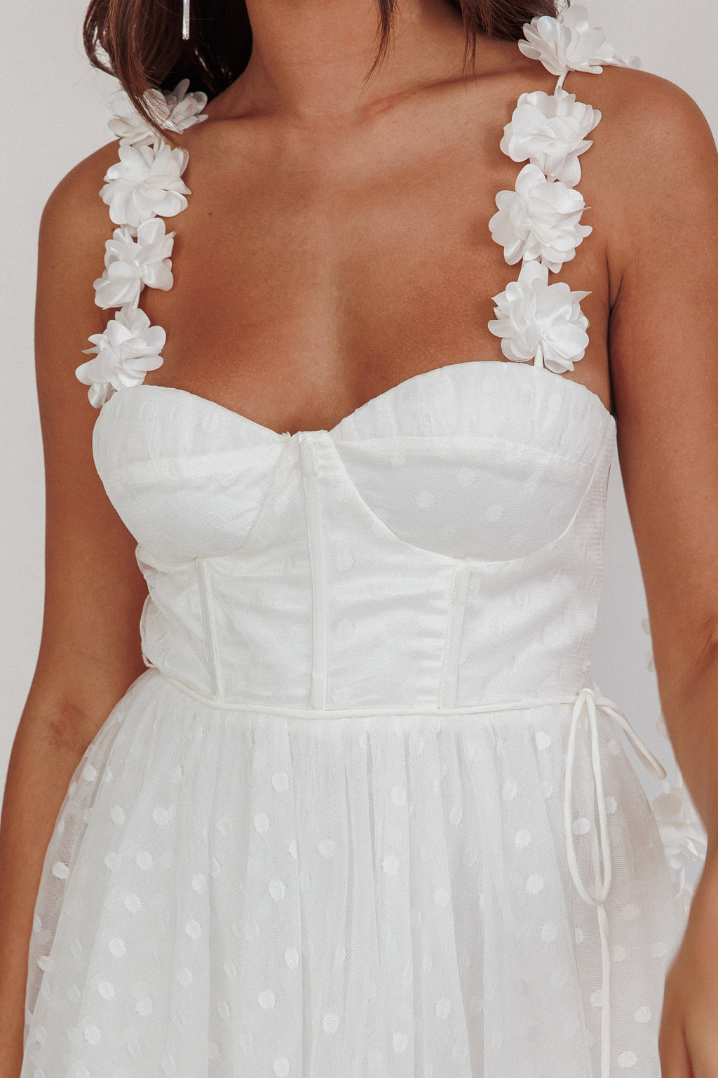 Fairytale Dream Floral Strap Mini Dress White by Selfie Leslie Australia