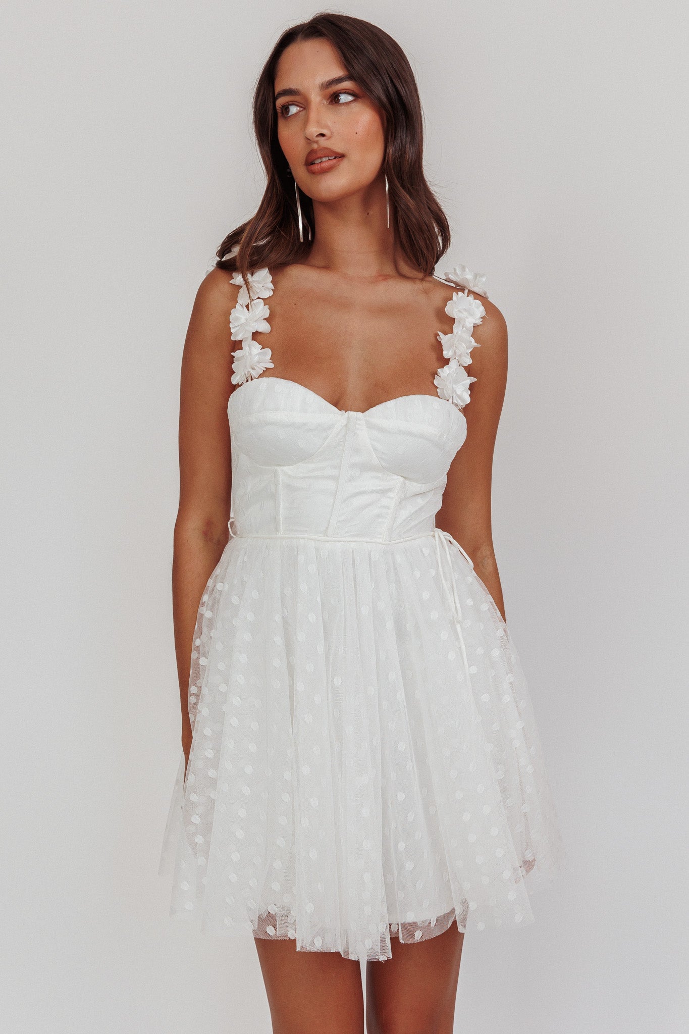 Fairytale Dream Floral Strap Mini Dress White by Selfie Leslie Australia
