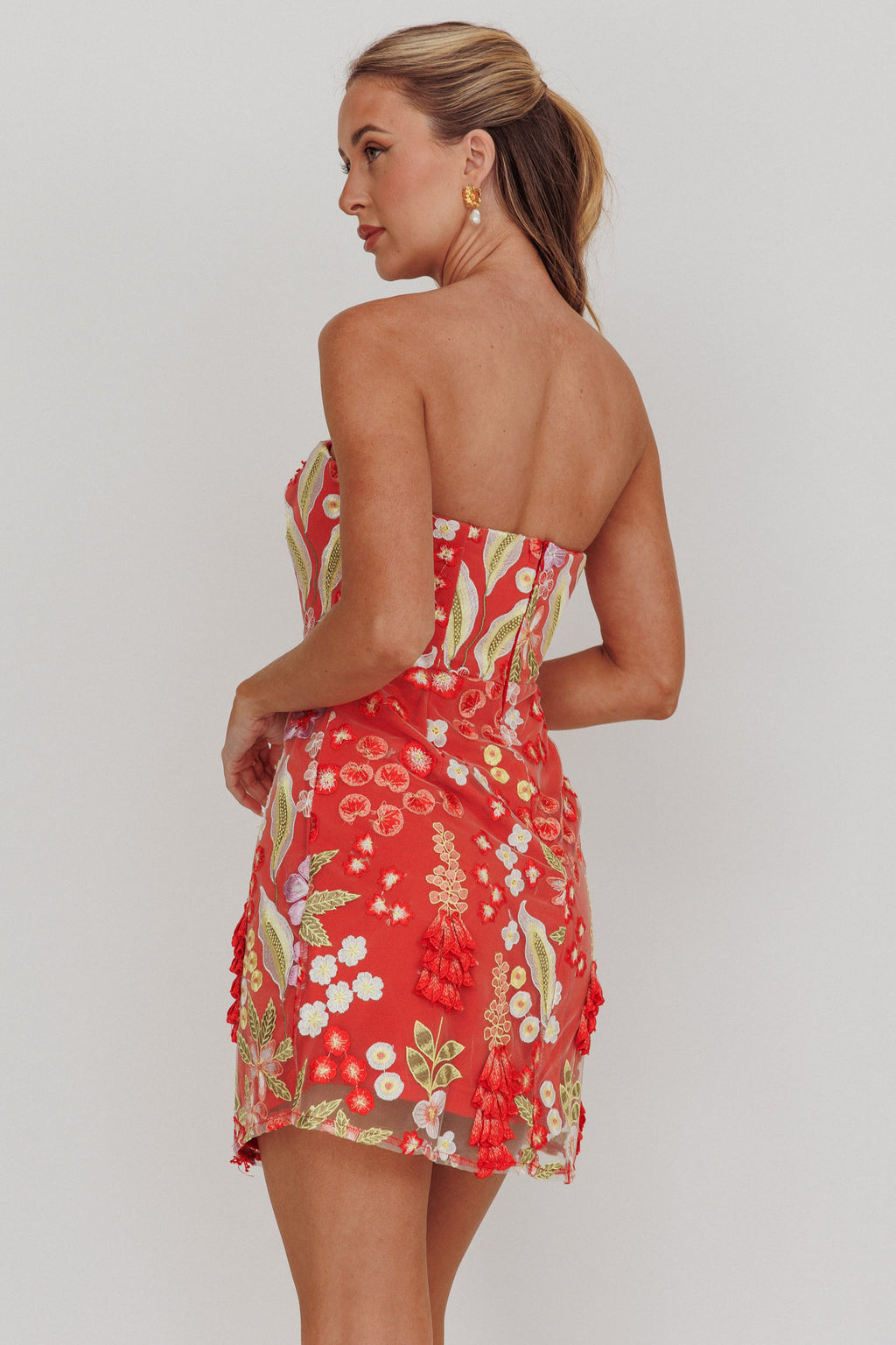 In Paris Embroidered Floral Mini Dress Orange by Selfie Leslie Australia