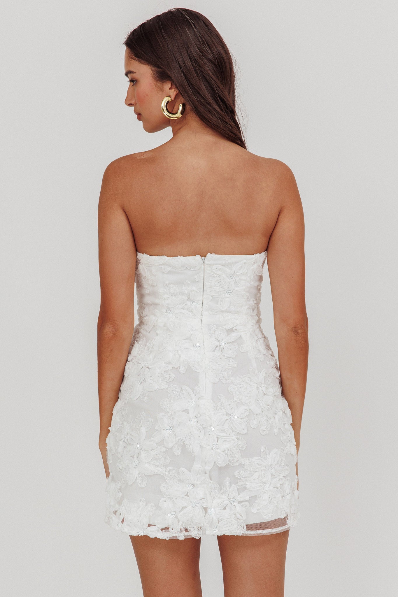 In Paris Embellished Flower Mini Dress White by Selfie Leslie Australia