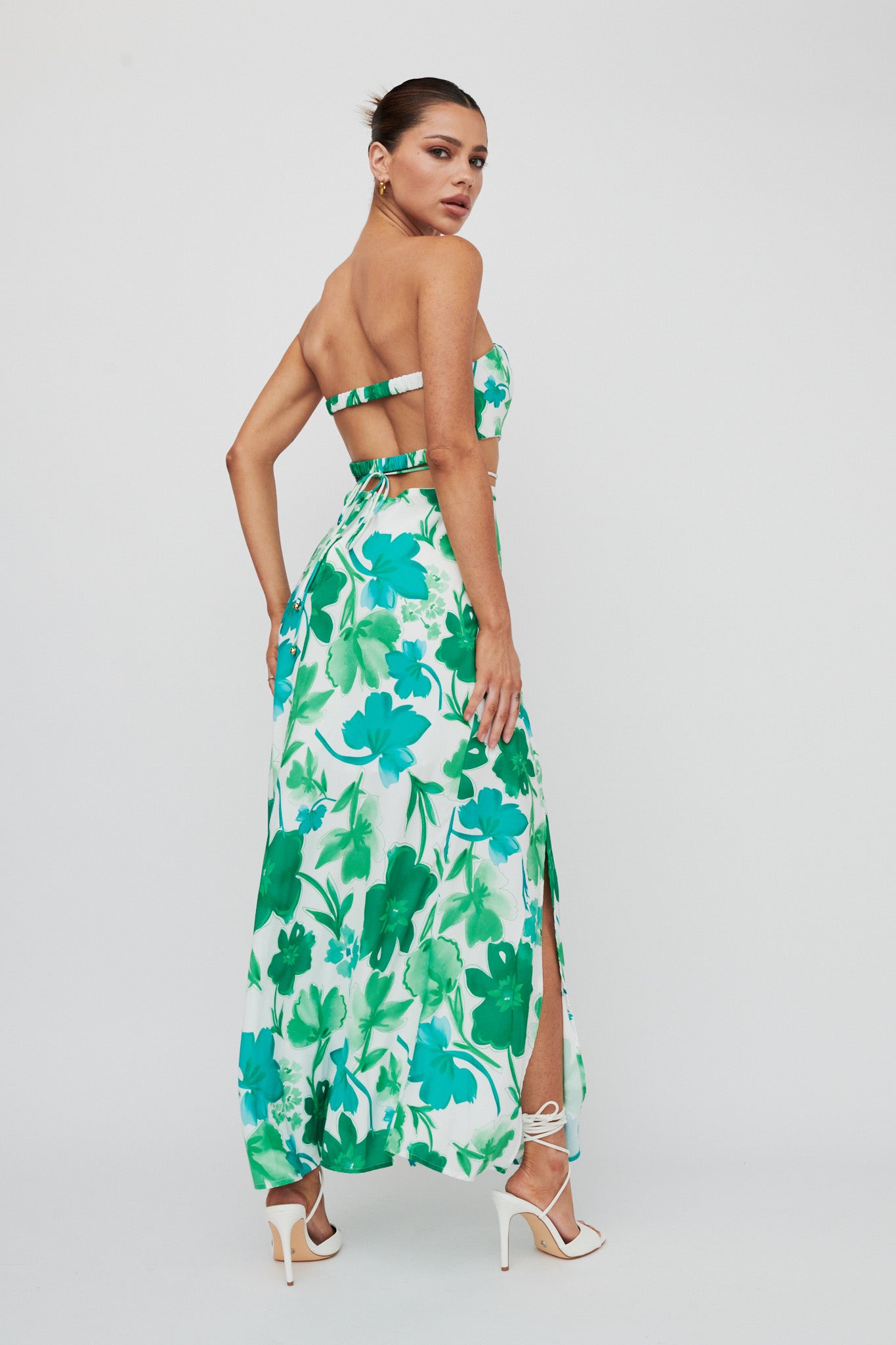 Tuscan Summers Strapless Cut-Out Midi Dress Green by Selfie Leslie Australia