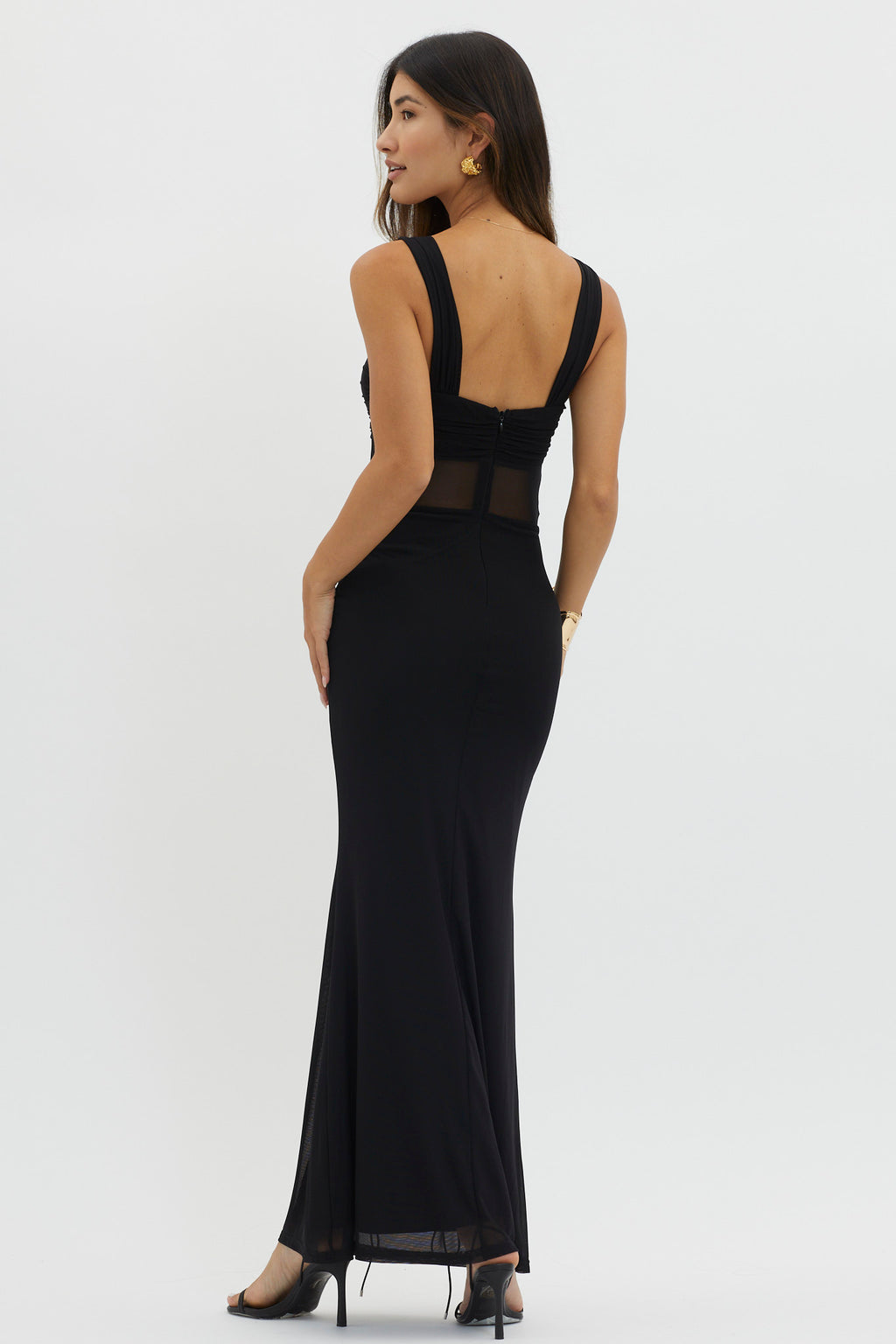 Nadia Sheer Waist Maxi Dress Black by Selfie Leslie Australia