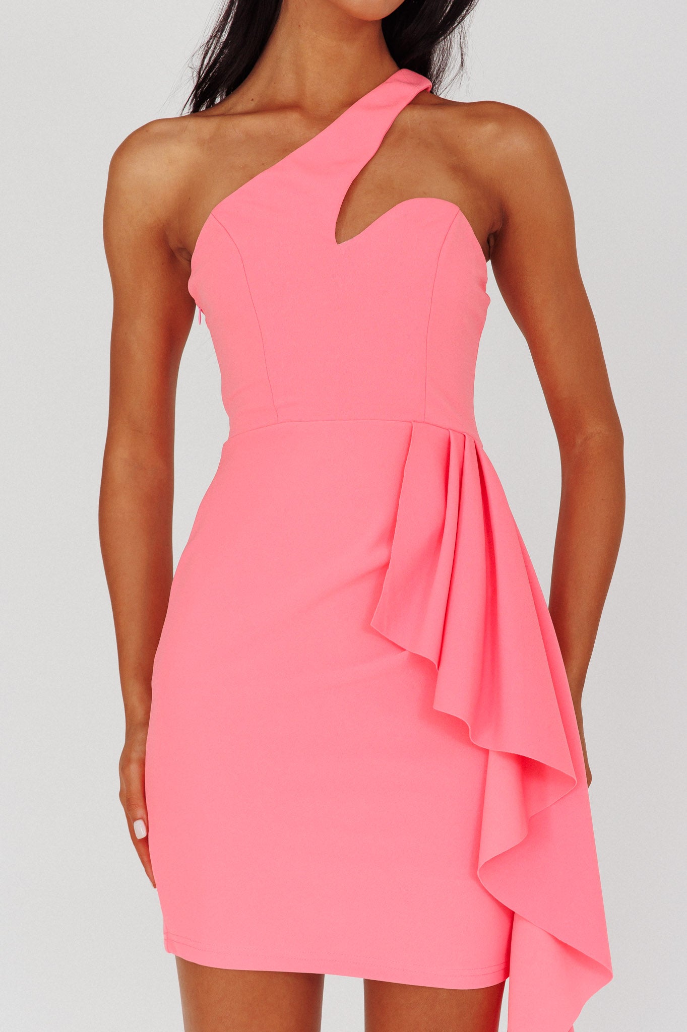 Shooting Stars One-Shoulder Mini Dress Pink by Selfie Leslie Australia