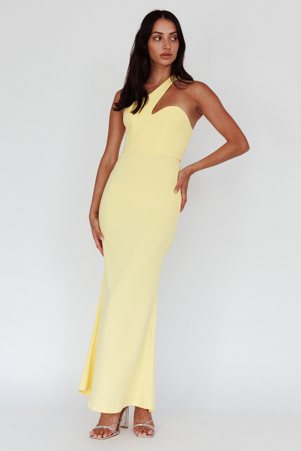 Shooting Stars One-Shoulder Maxi Dress Yellow by Selfie Leslie Australia