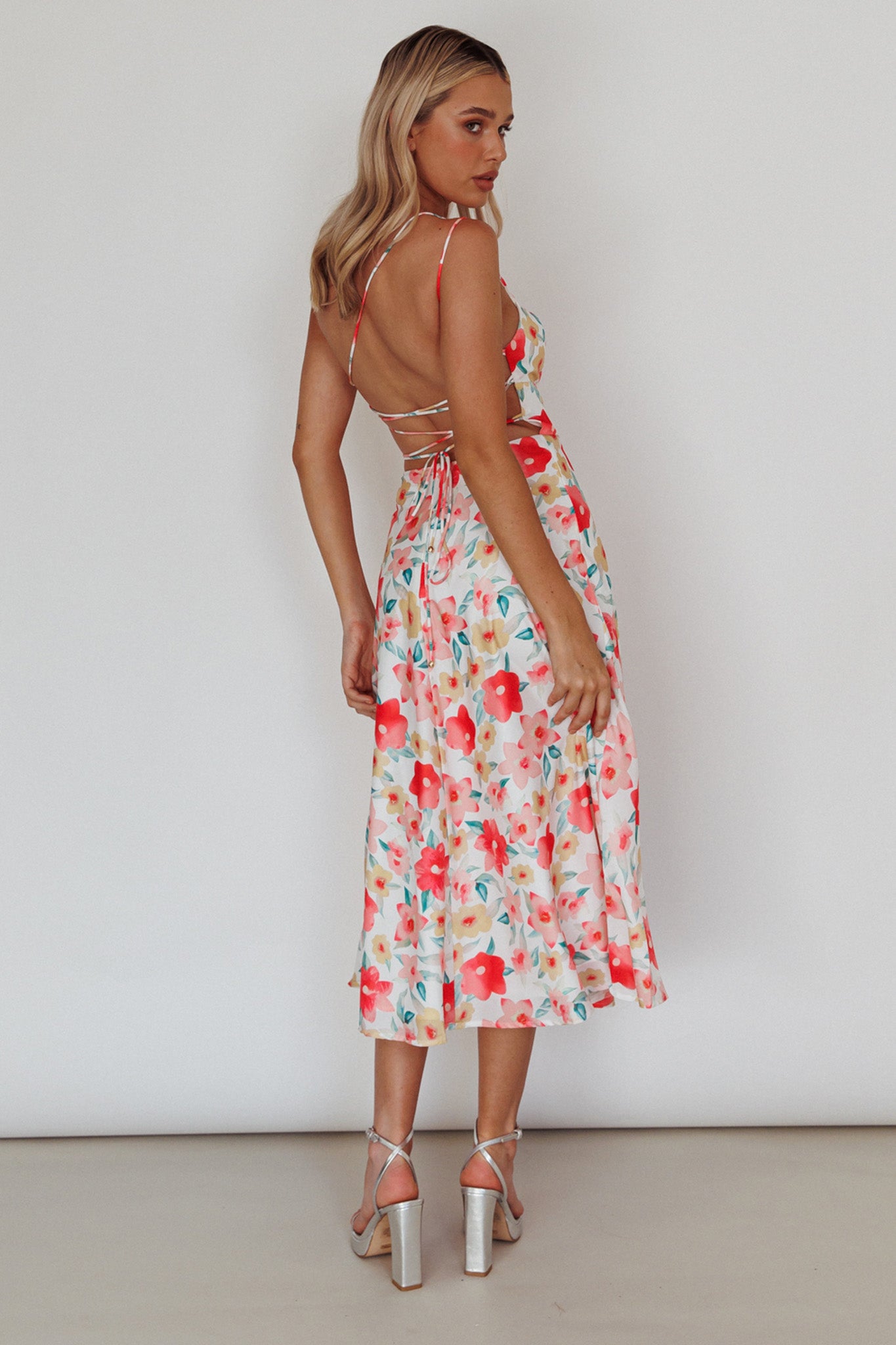 Halia One-Shoulder A-Line Midi Dress Floral Pink by Selfie Leslie Australia
