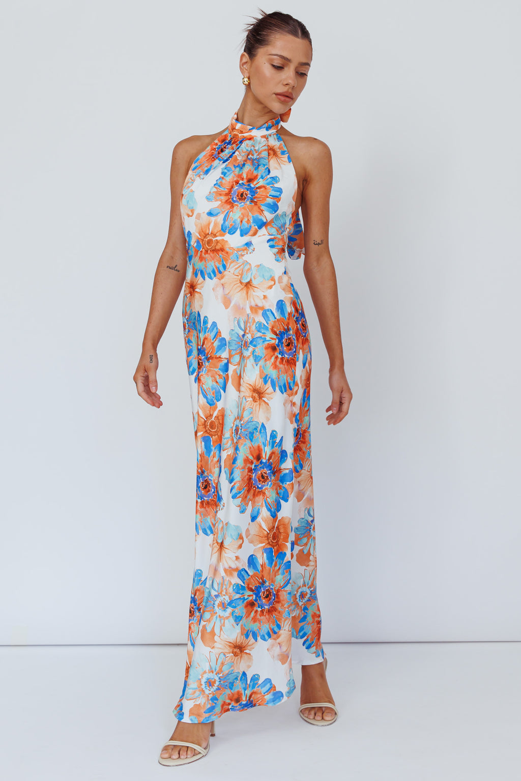 Shana Halterneck Maxi Dress Flowers Blue by Selfie Leslie Australia