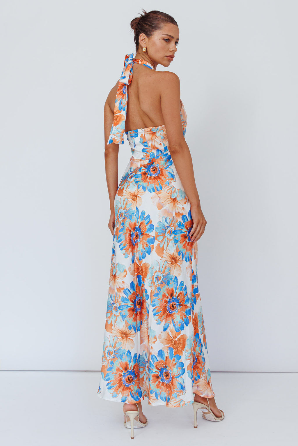 Shana Halterneck Maxi Dress Flowers Blue by Selfie Leslie Australia