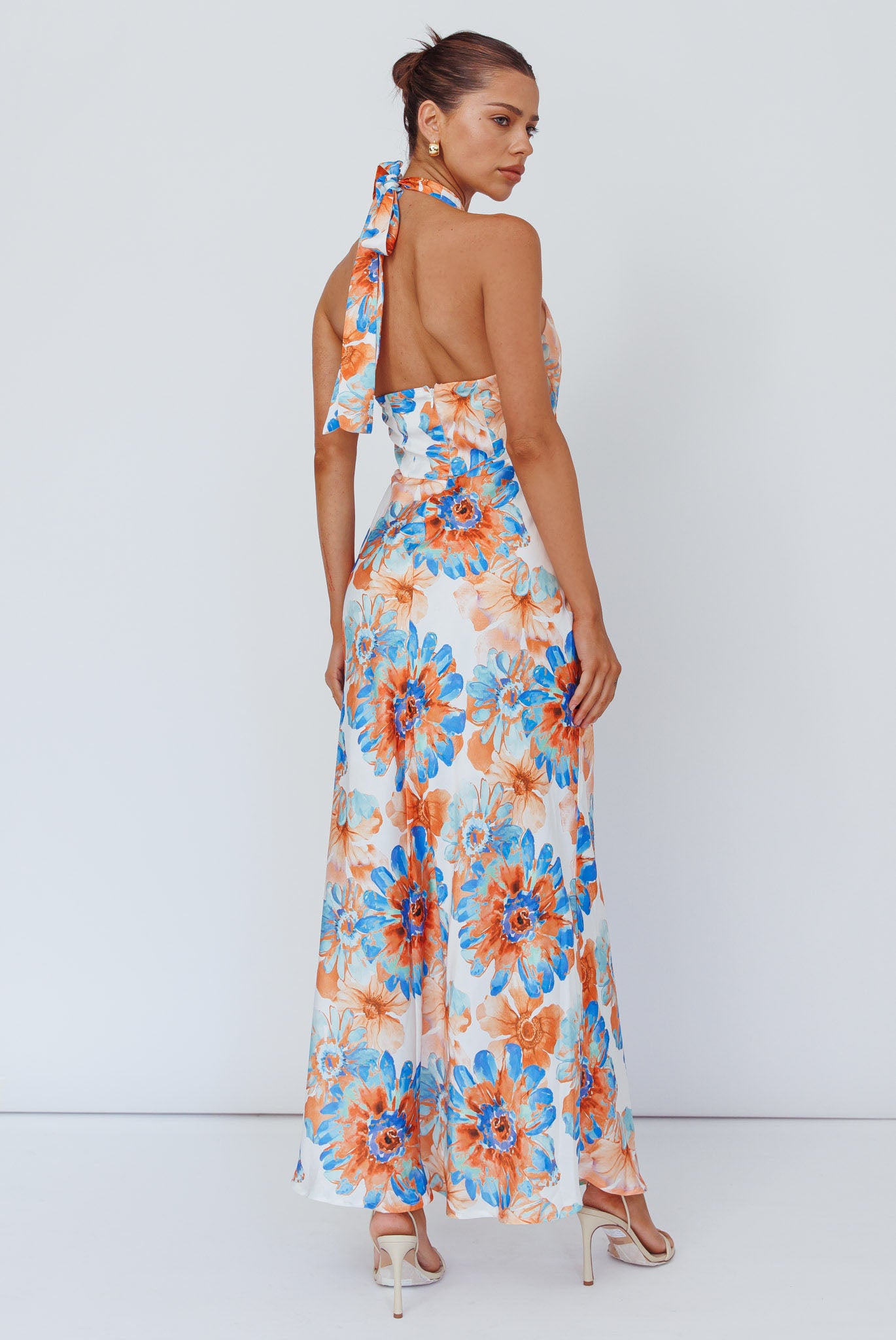 Shana Halterneck Maxi Dress Flowers Blue by Selfie Leslie Australia