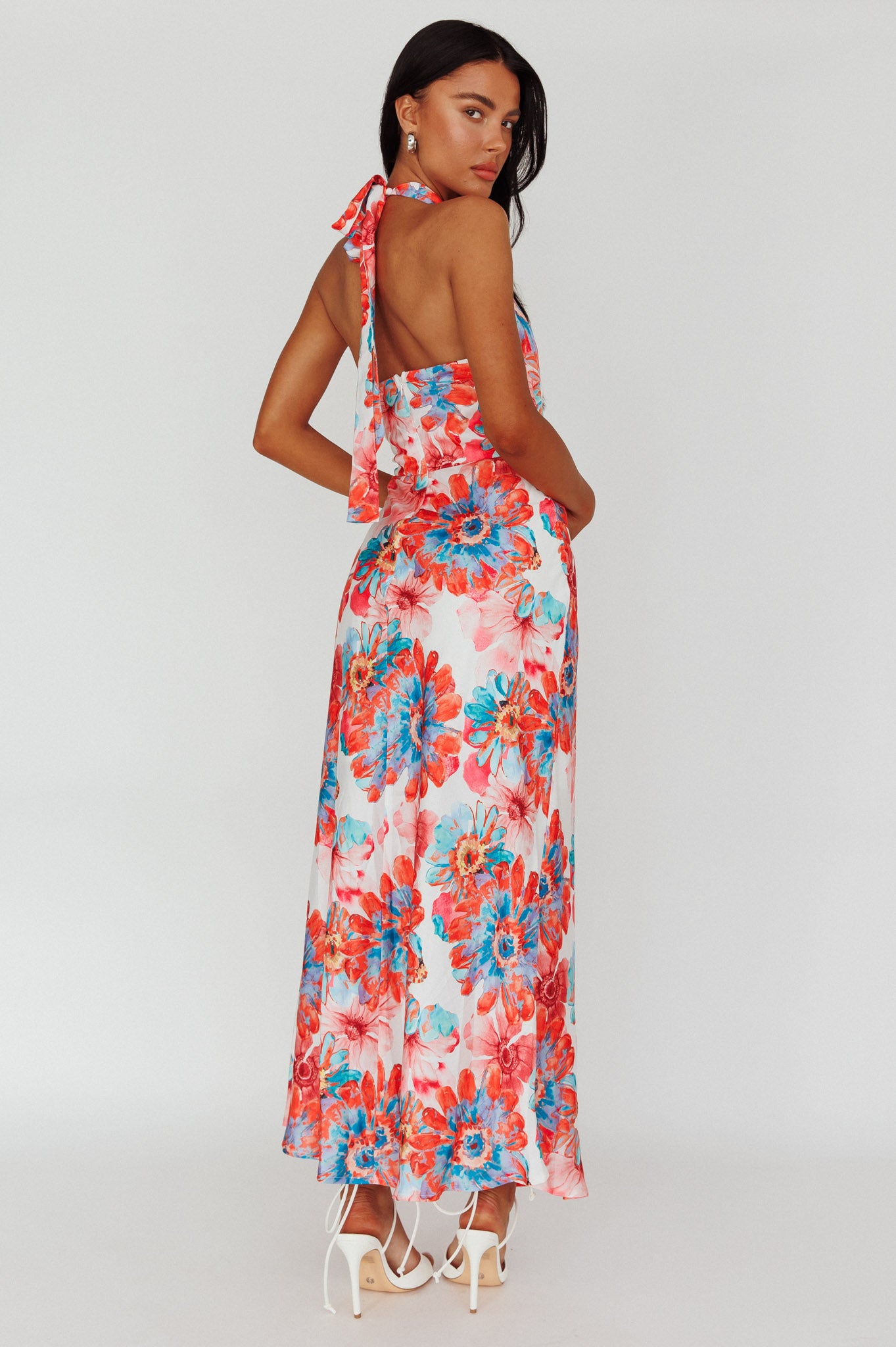 Shana Halterneck Maxi Dress Flowers Pink by Selfie Leslie Australia