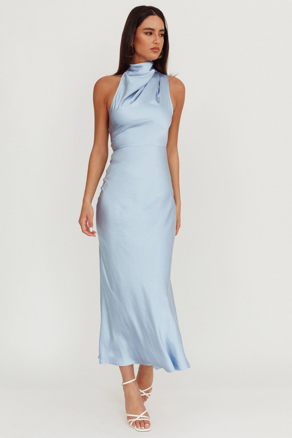 Shana Halterneck Maxi Dress Blue by Selfie Leslie Australia