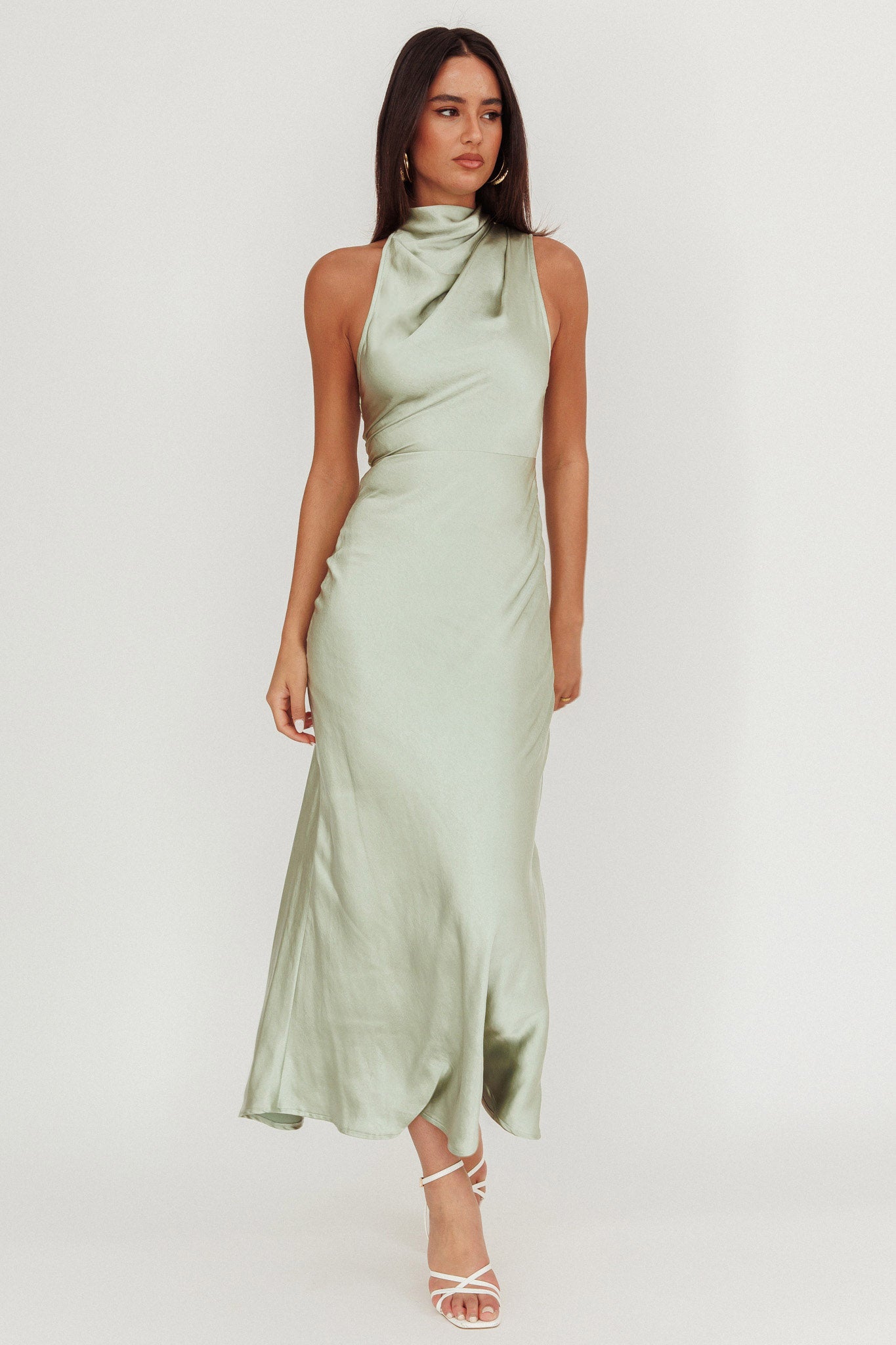 Shana Halterneck Maxi Dress Sage– Selfie Leslie Australia