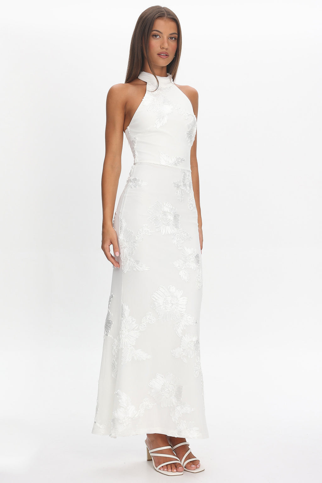Shana Halterneck Maxi Dress Embellished White by Selfie Leslie Australia